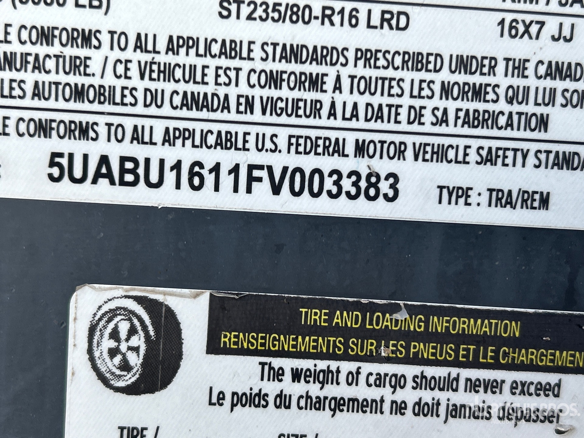 General Appearance with Serial Number / VIN