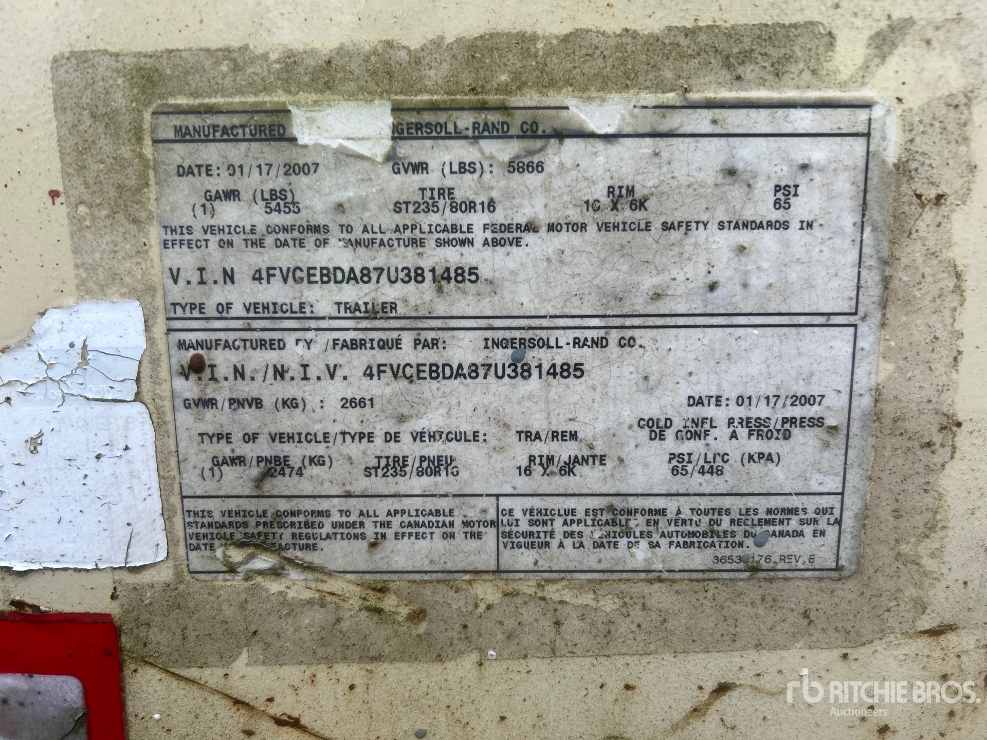 General Appearance with Serial Number / VIN