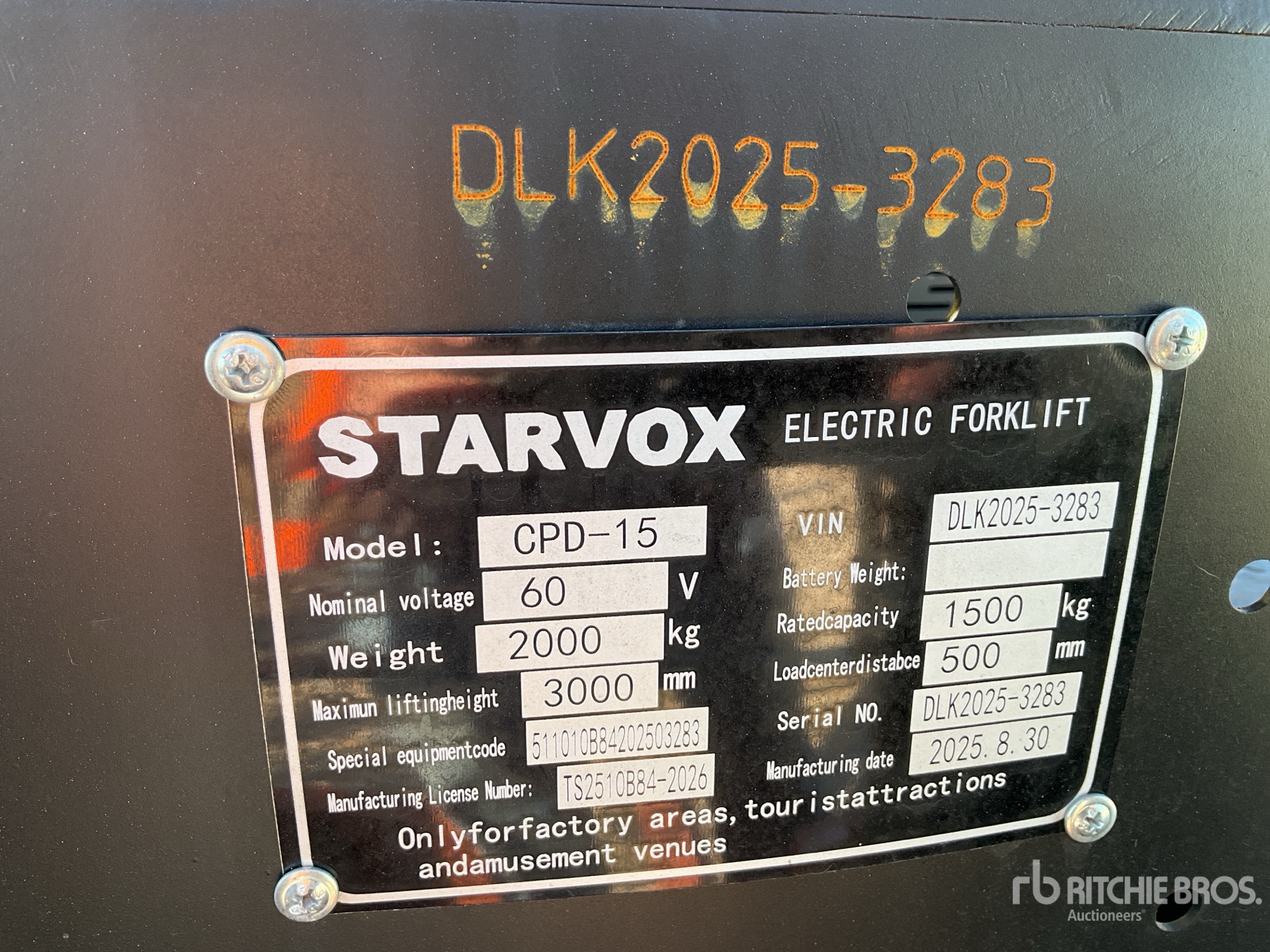 General Appearance with Serial Number / VIN