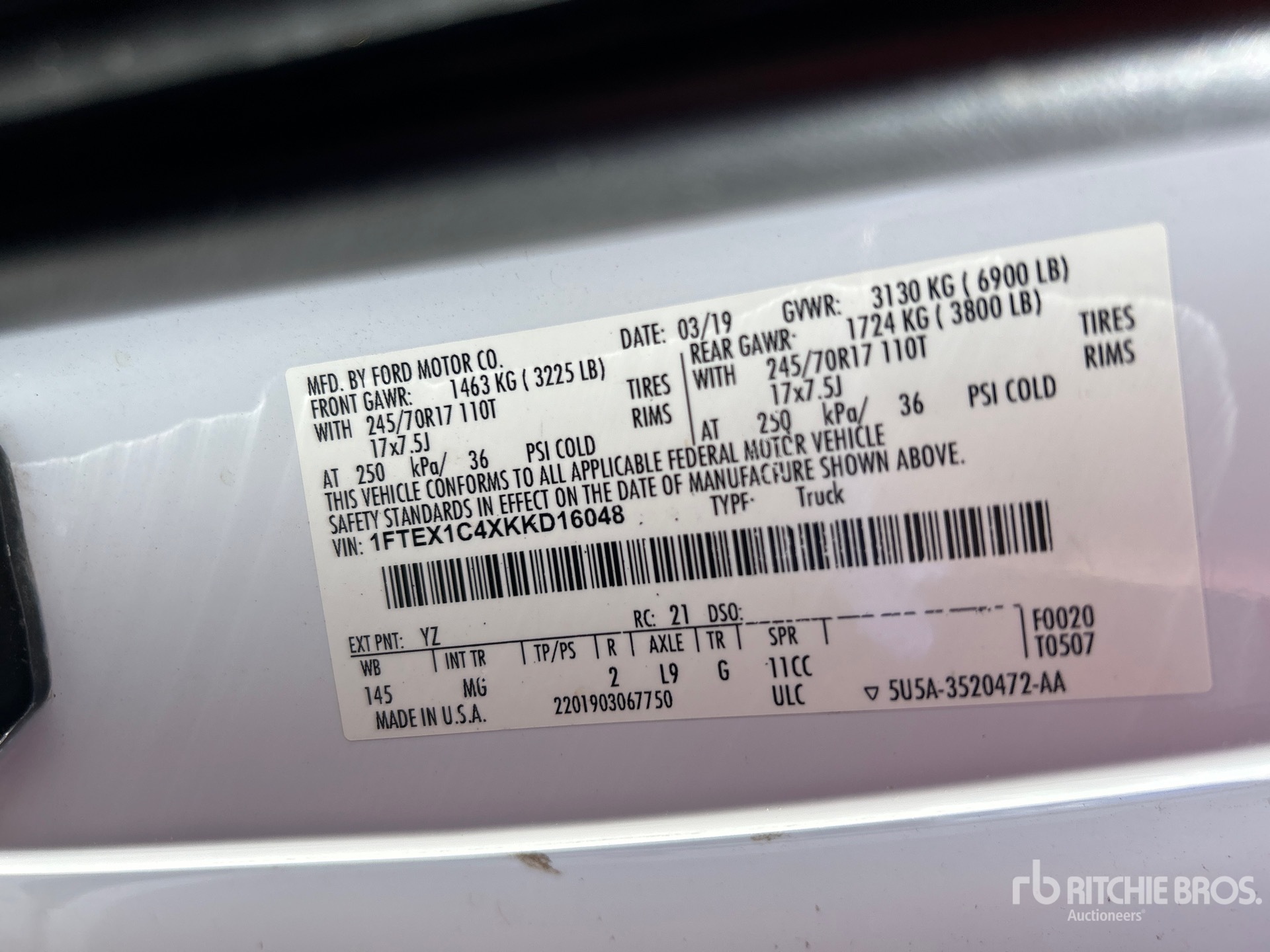 General Appearance with Numero seriale/numero d’identificazione del veicolo (VIN)