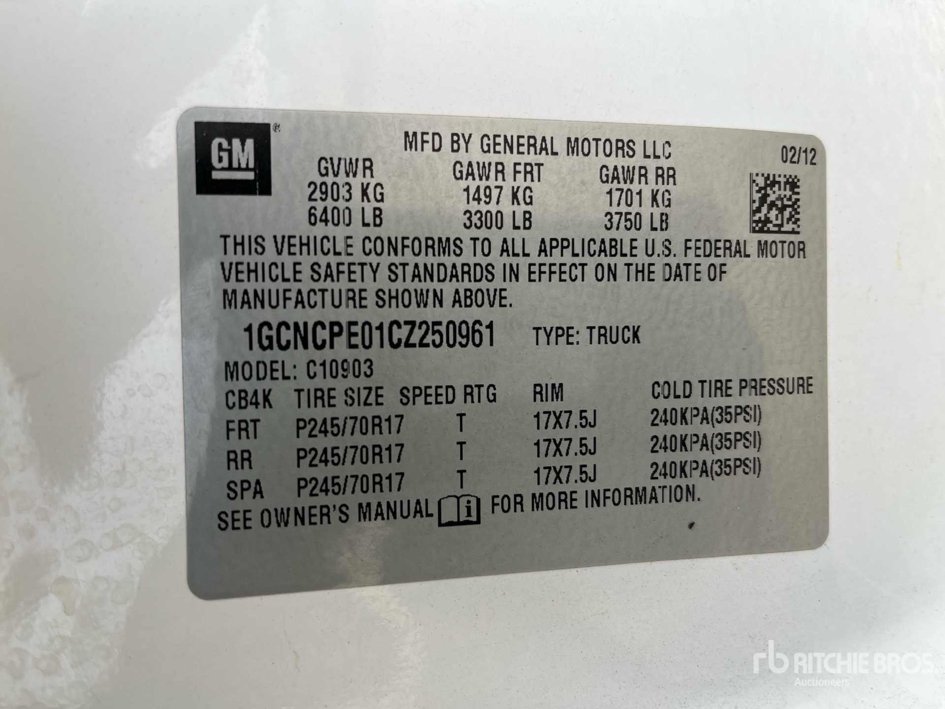 General Appearance with Serial Number / VIN