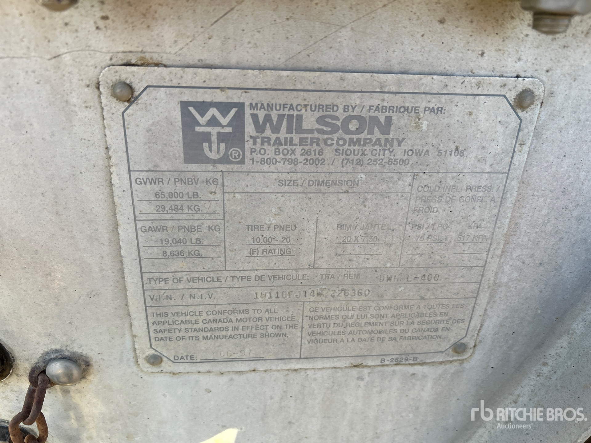 General Appearance with Serial Number / VIN