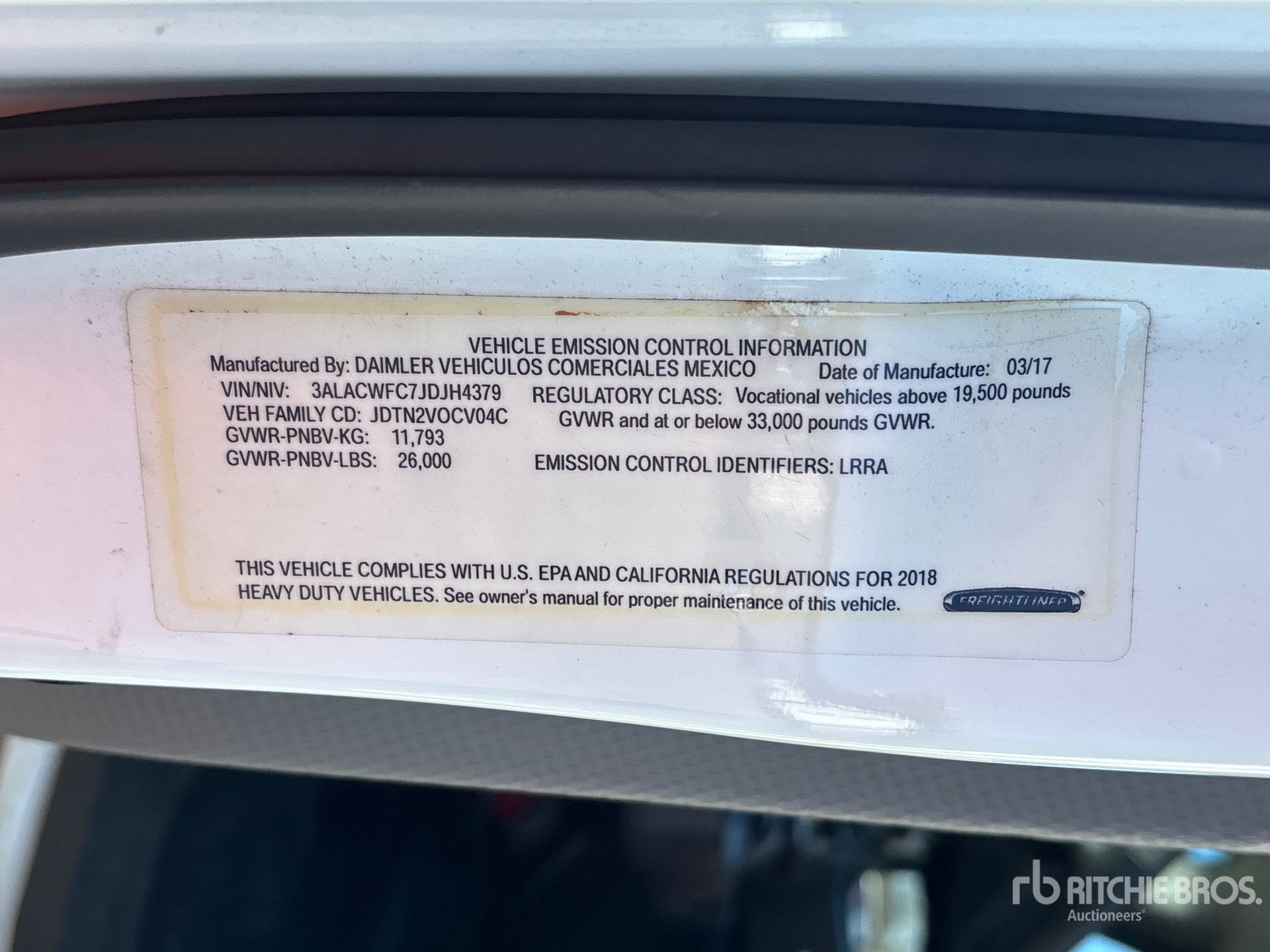 General Appearance with Serial Number / VIN