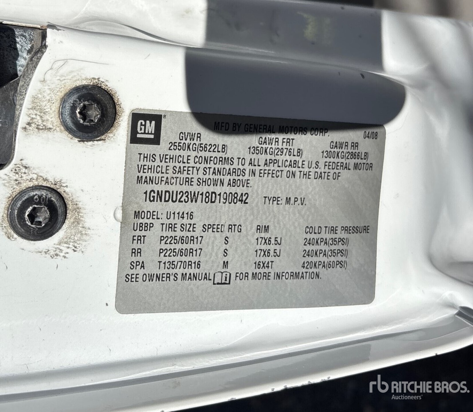 General Appearance with Serial Number / VIN