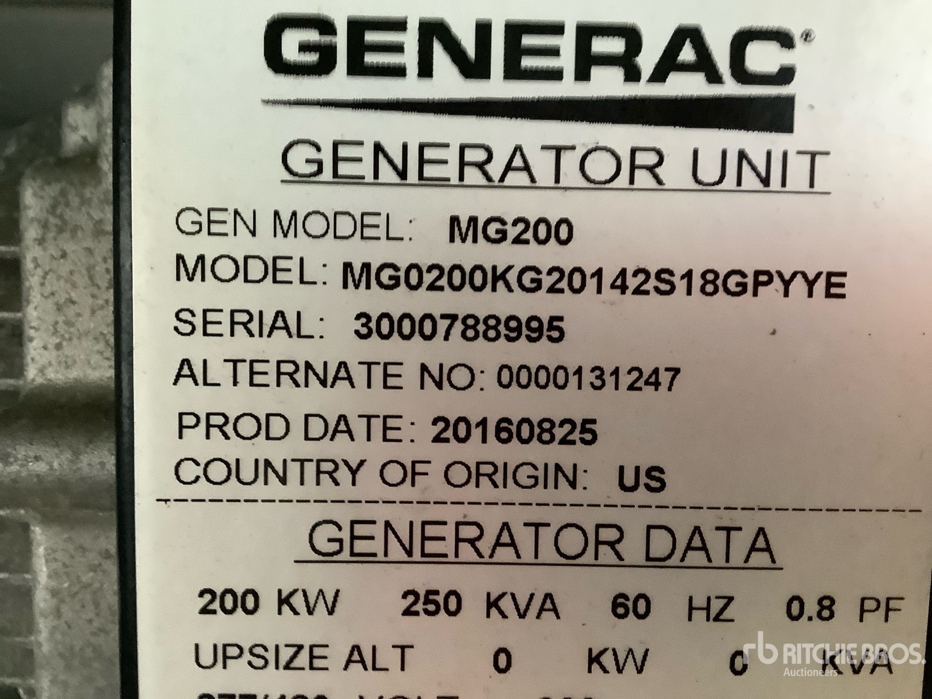 General Appearance with Serial Number / VIN