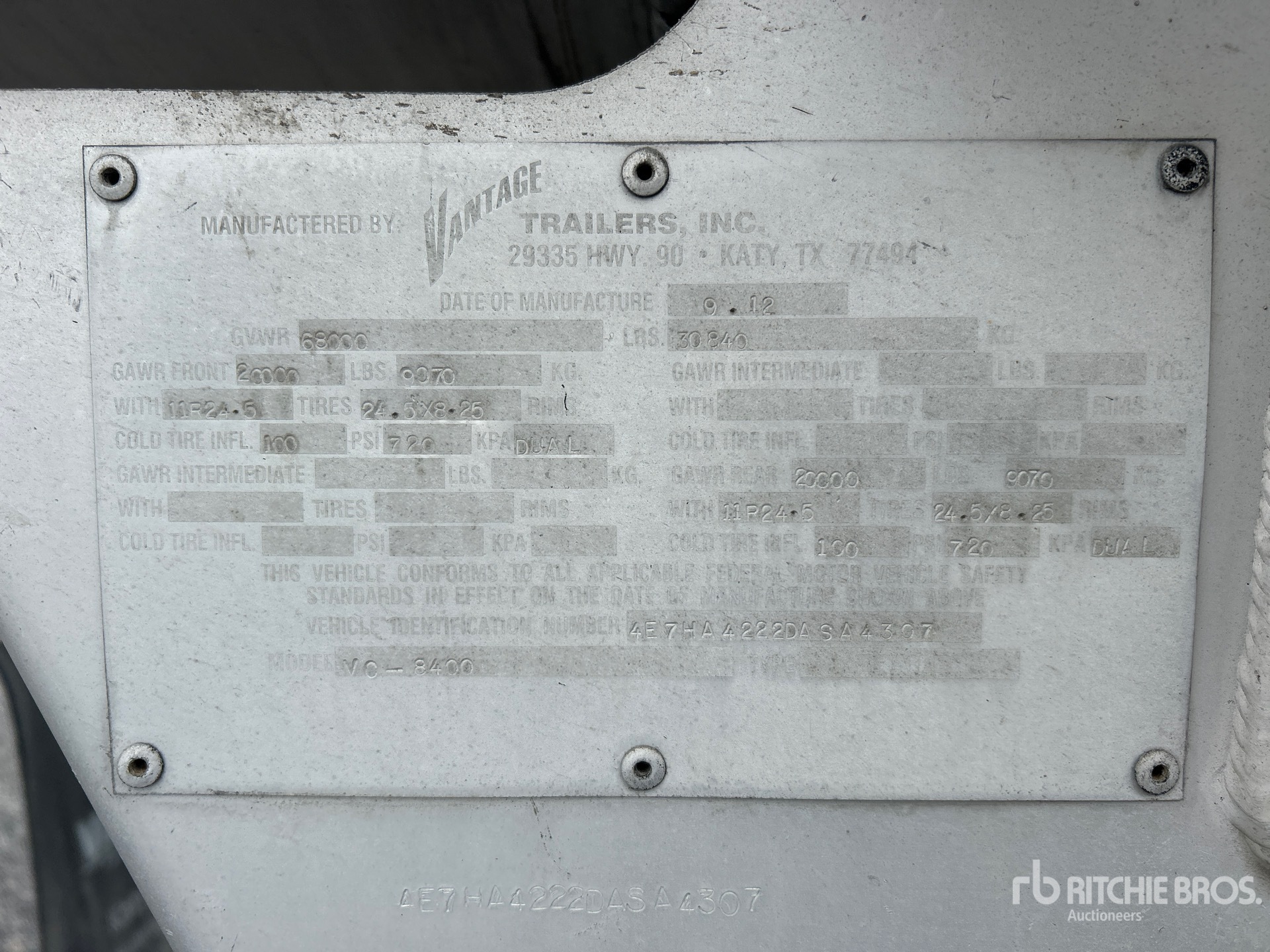 General Appearance with Serial Number / VIN