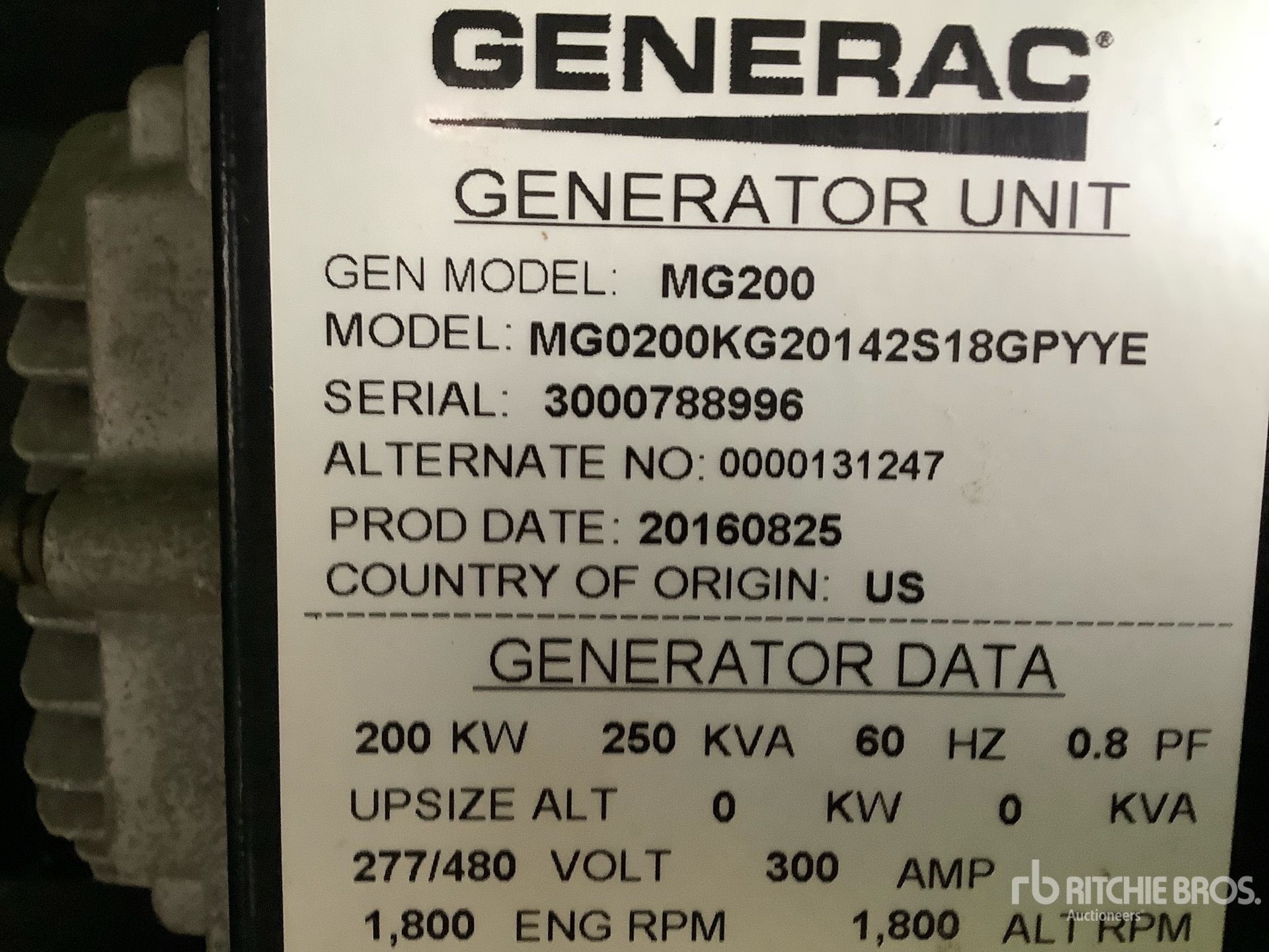 General Appearance with Serial Number / VIN
