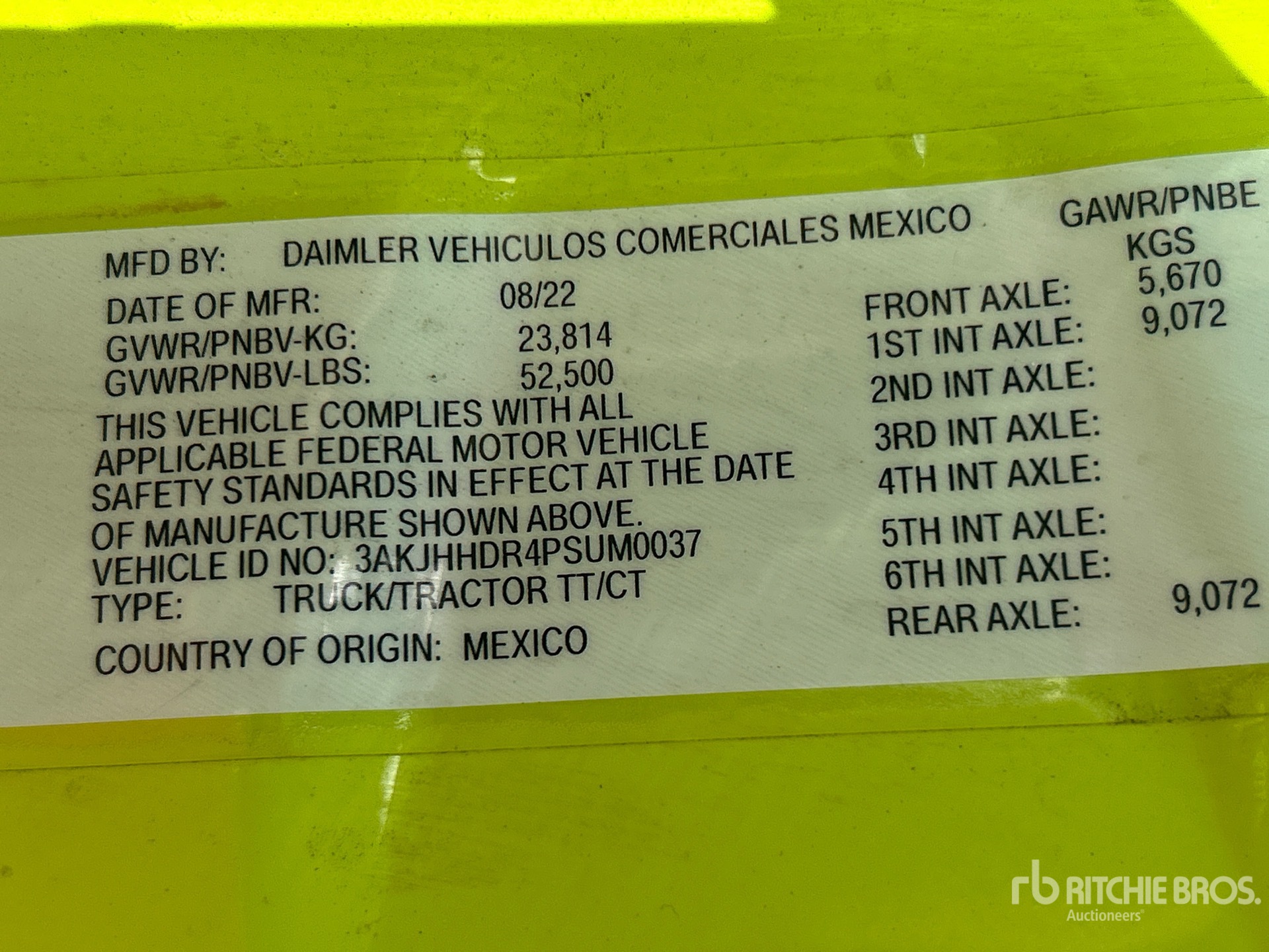 General Appearance with Serial Number / VIN