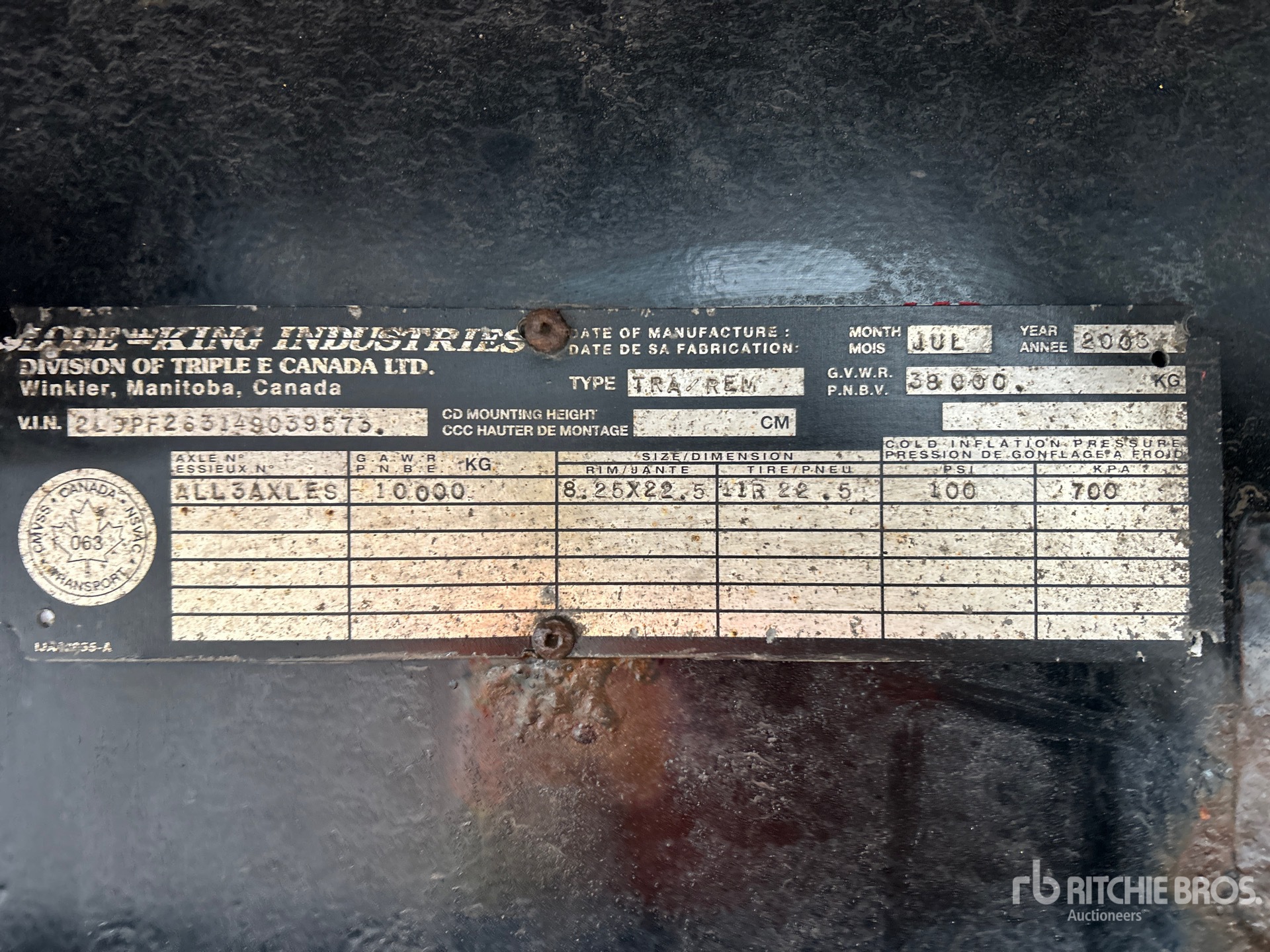 General Appearance with N.º de serie/VIN