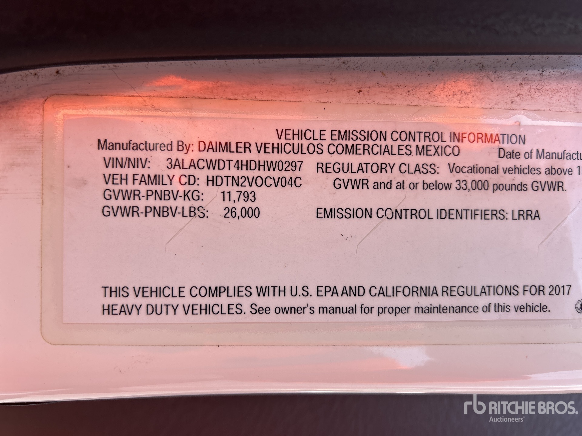 General Appearance with Serial Number / VIN