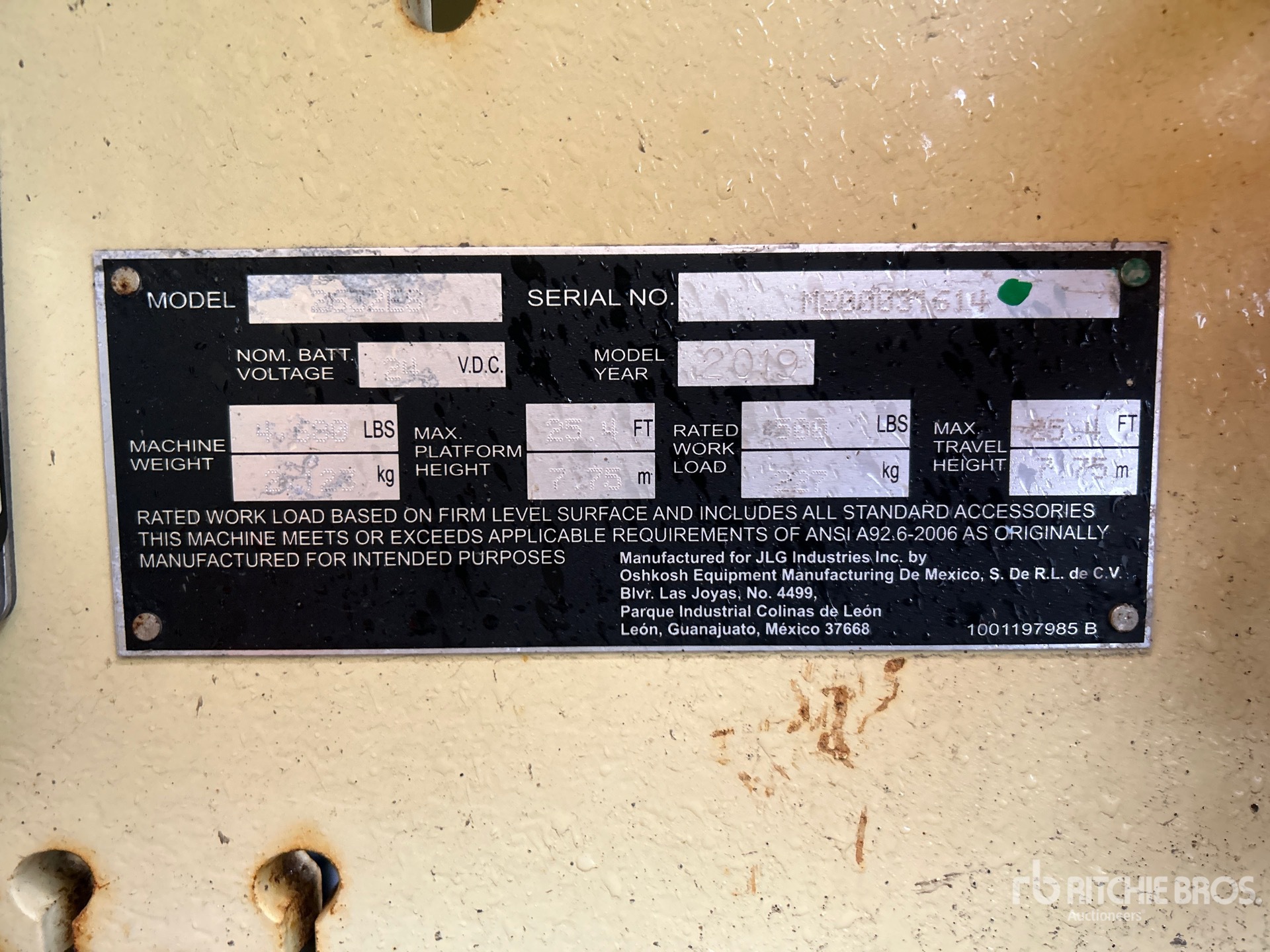 General Appearance with Serial Number / VIN