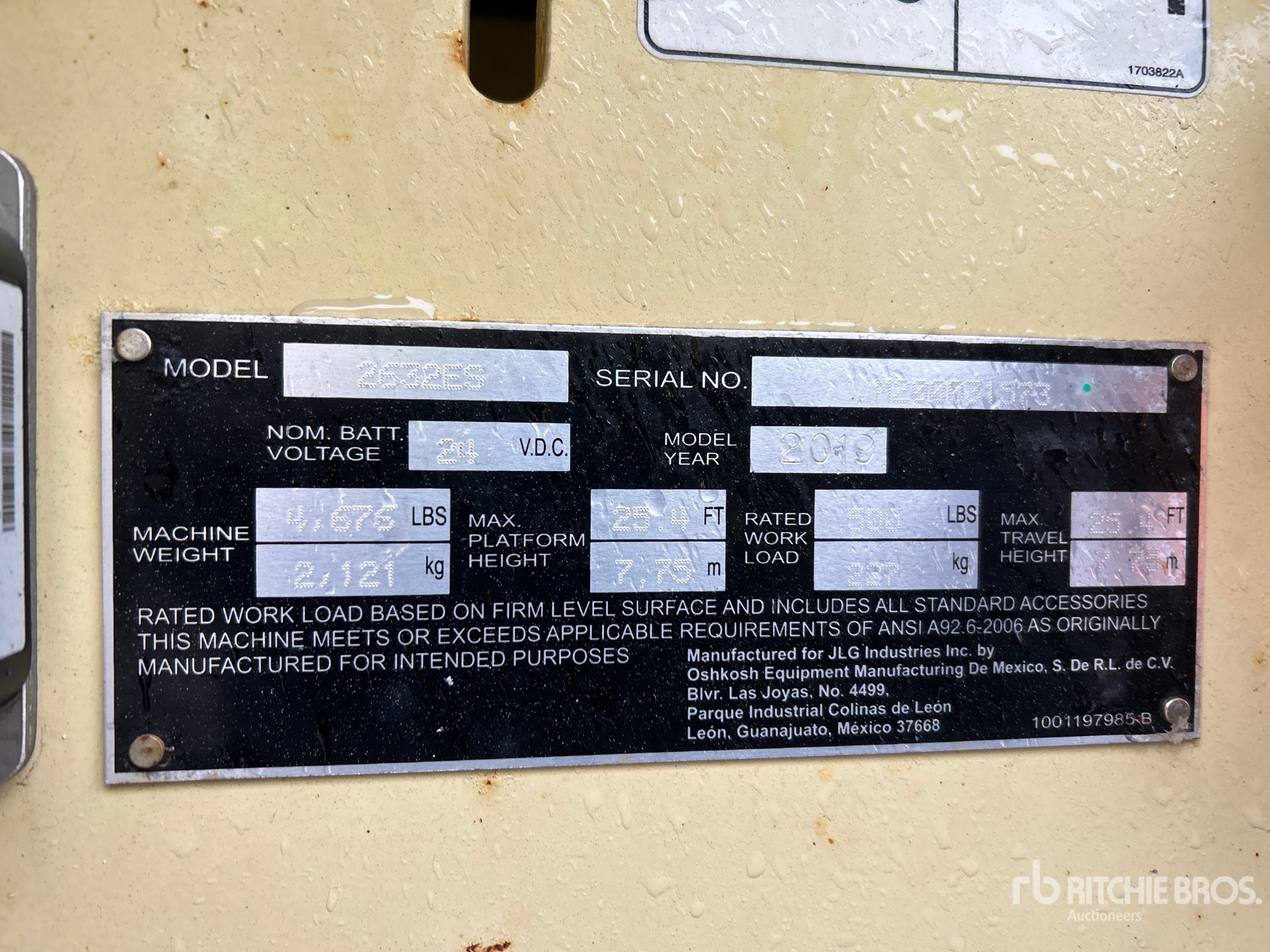 General Appearance with Serial Number / VIN