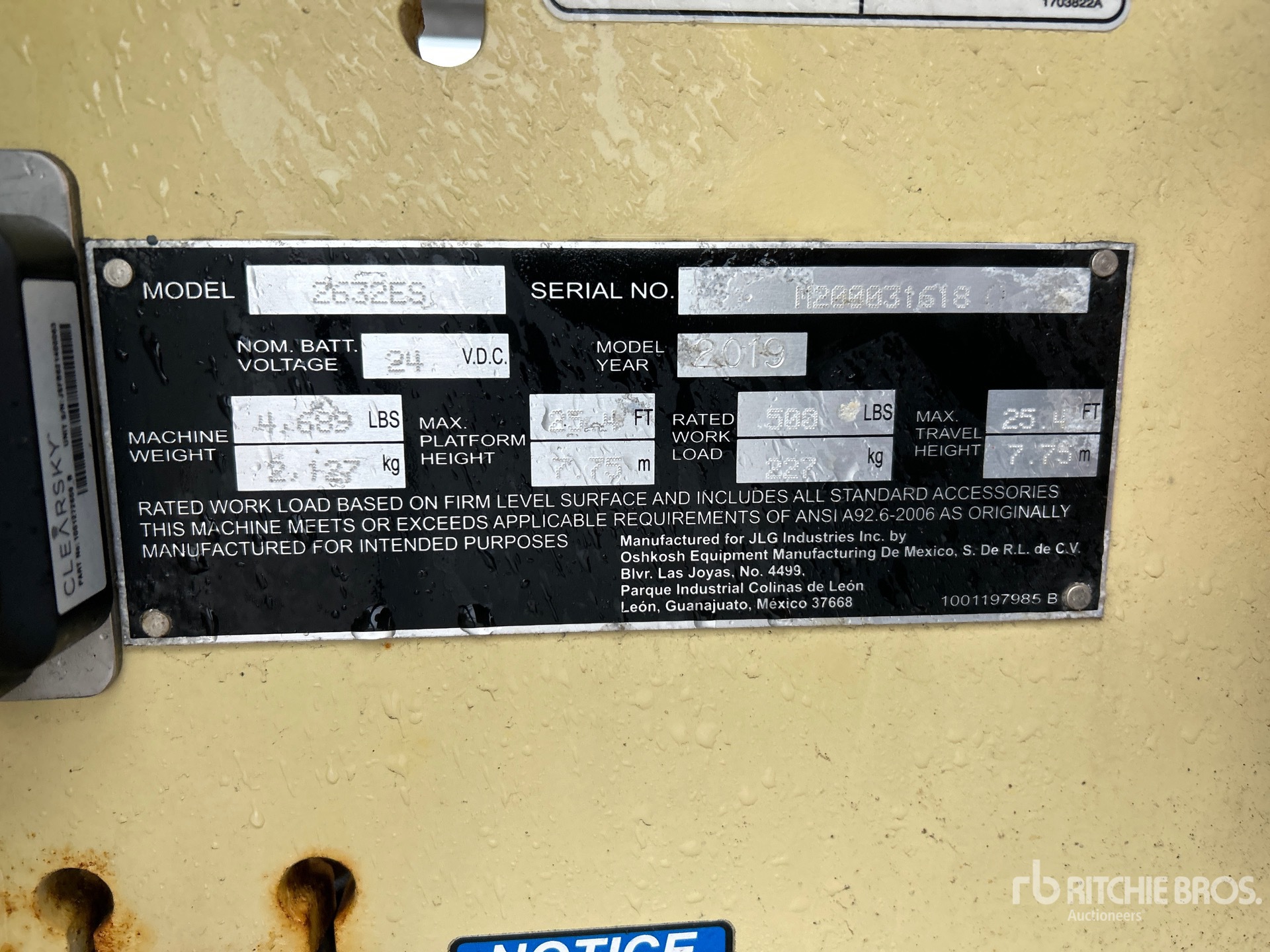 General Appearance with Serial Number / VIN