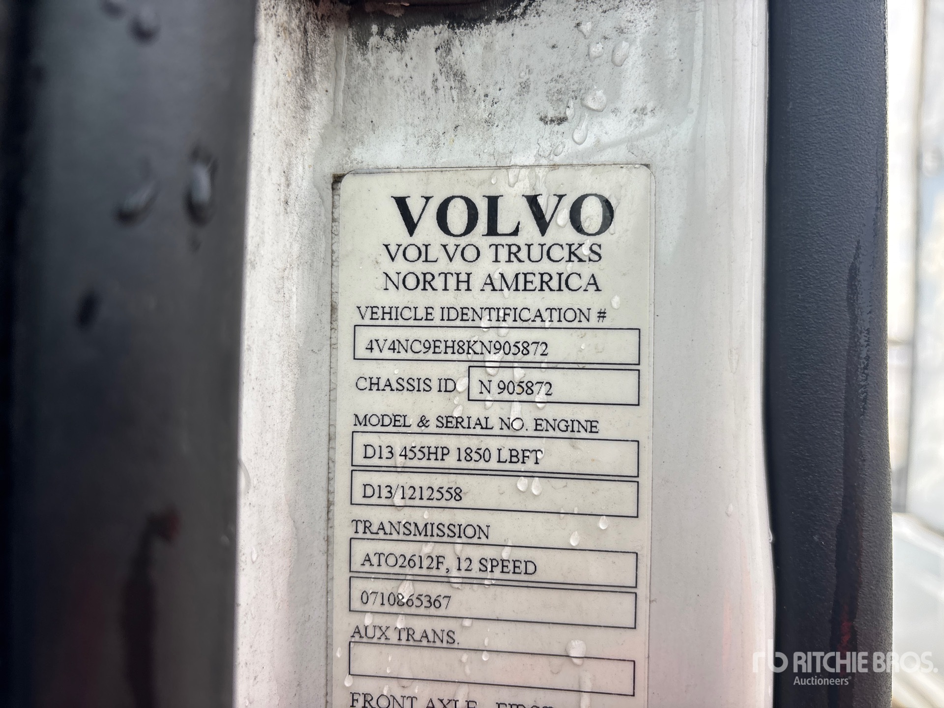 General Appearance with Serial Number / VIN