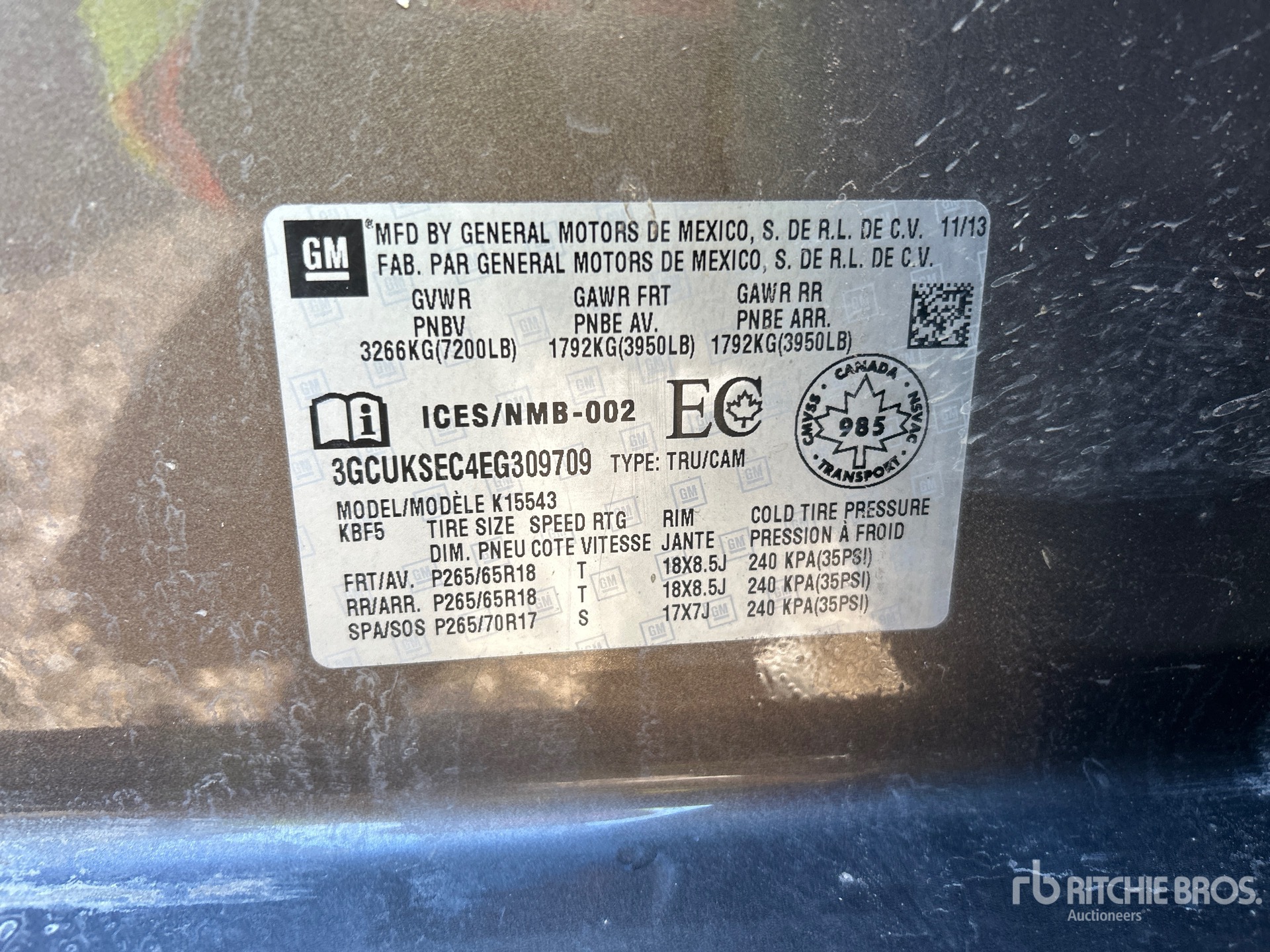 General Appearance with Serial Number / VIN