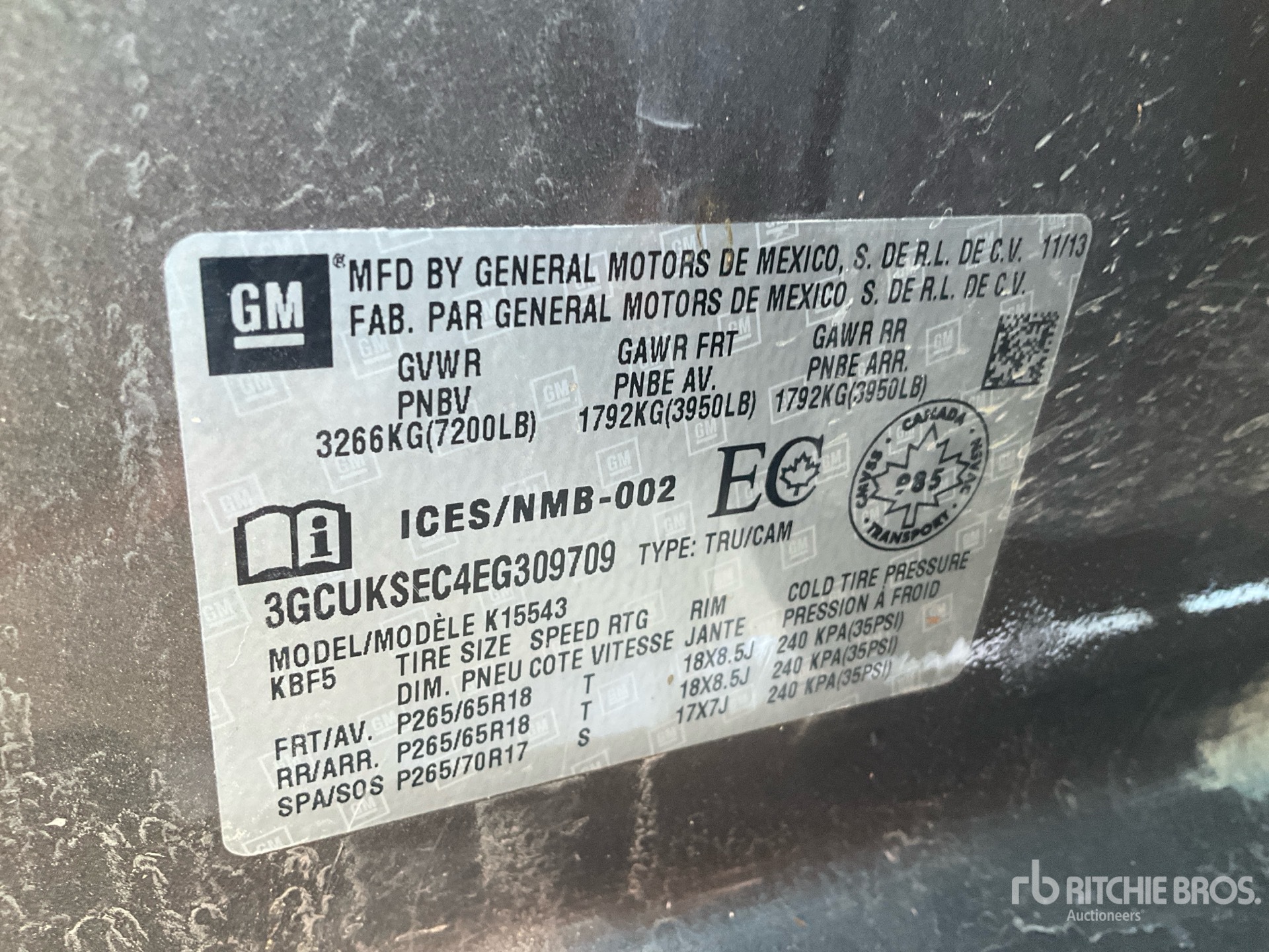 General Appearance with Serial Number / VIN