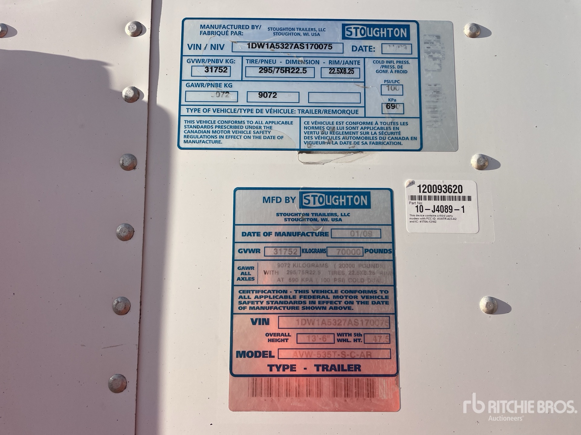 General Appearance with Serial Number / VIN