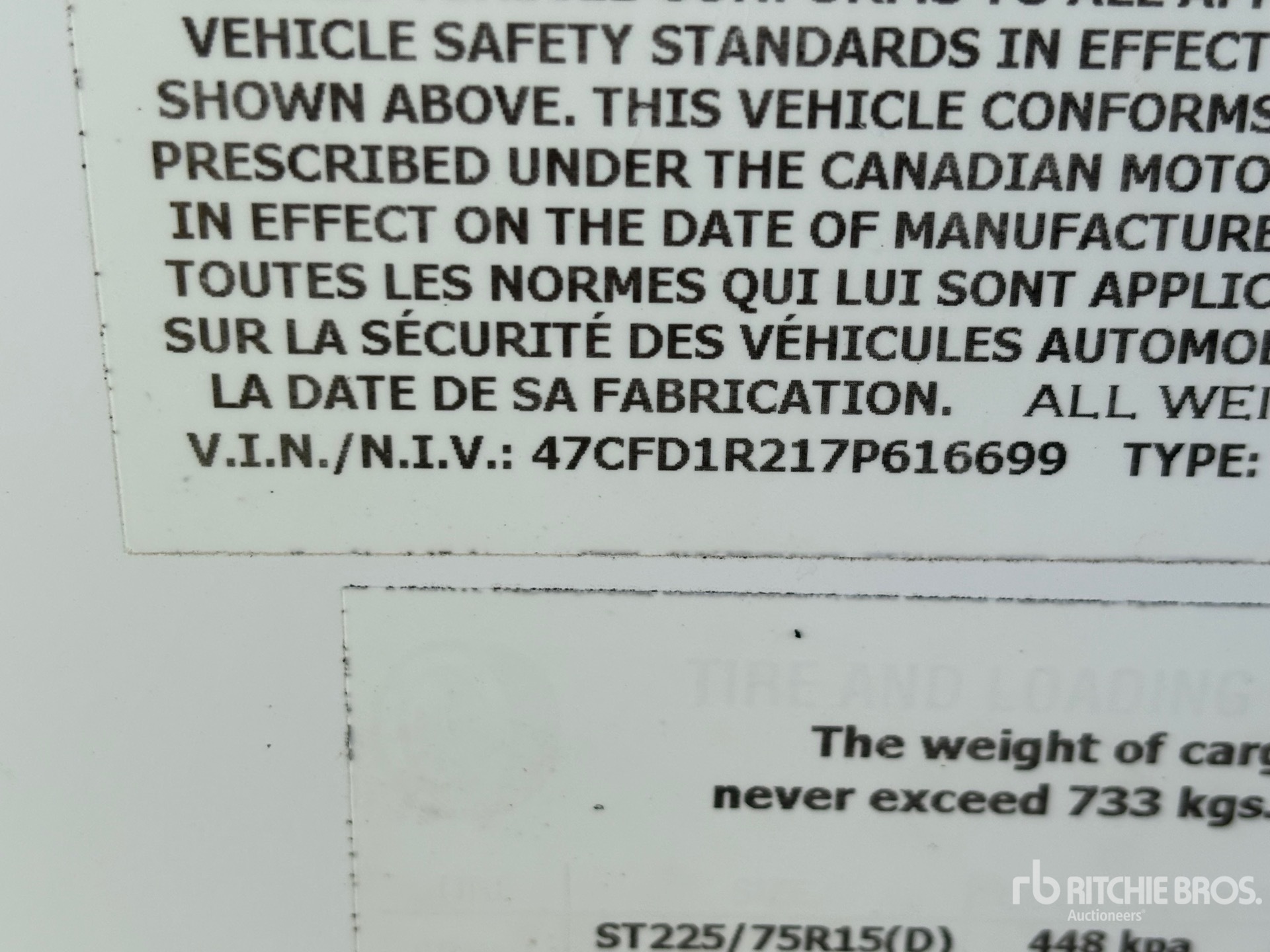 General Appearance with Serial Number / VIN