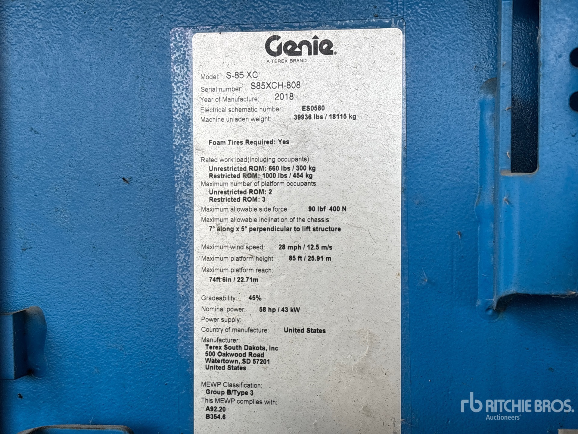 General Appearance with Serial Number / VIN