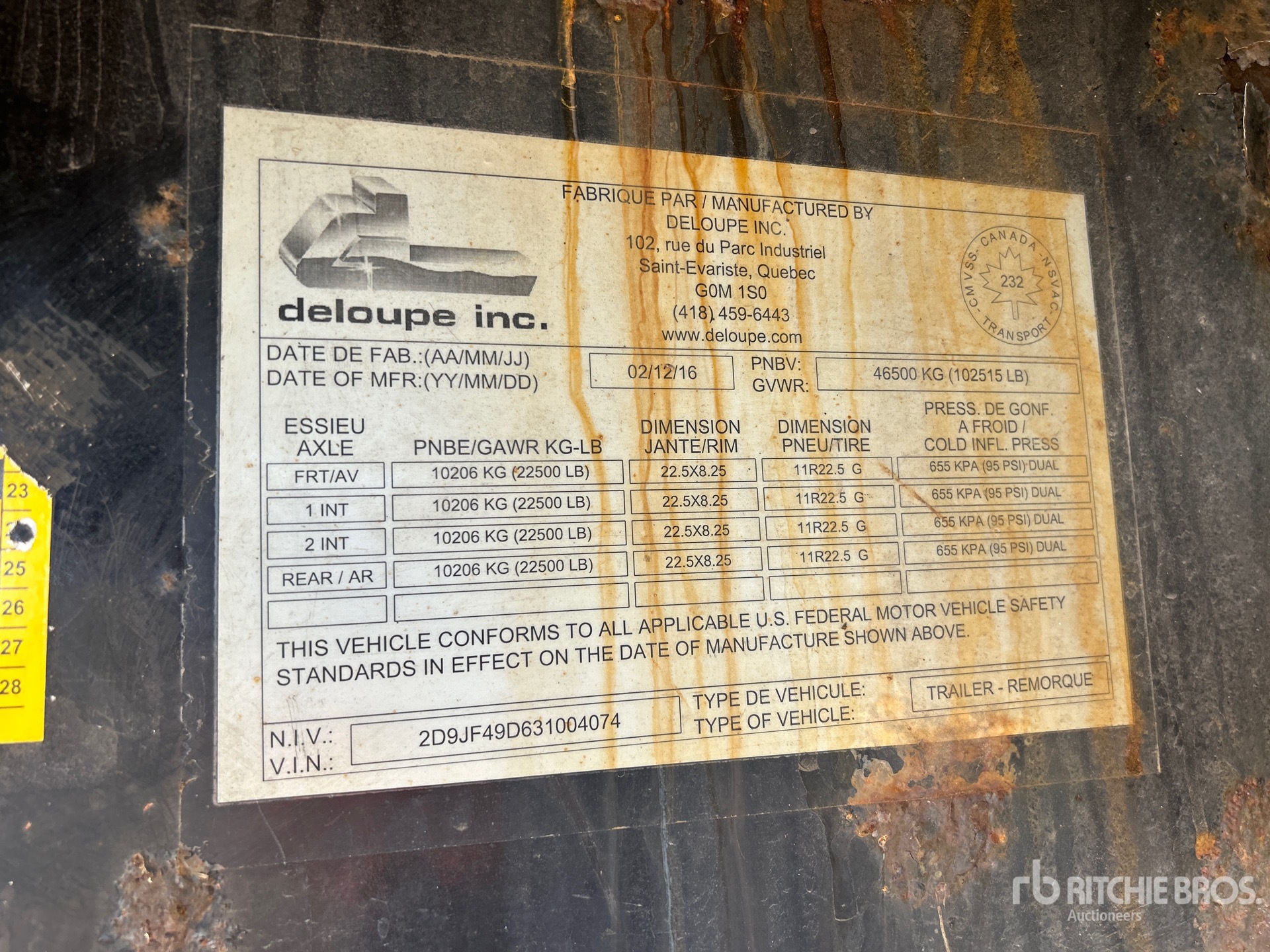 General Appearance with Serial Number / VIN