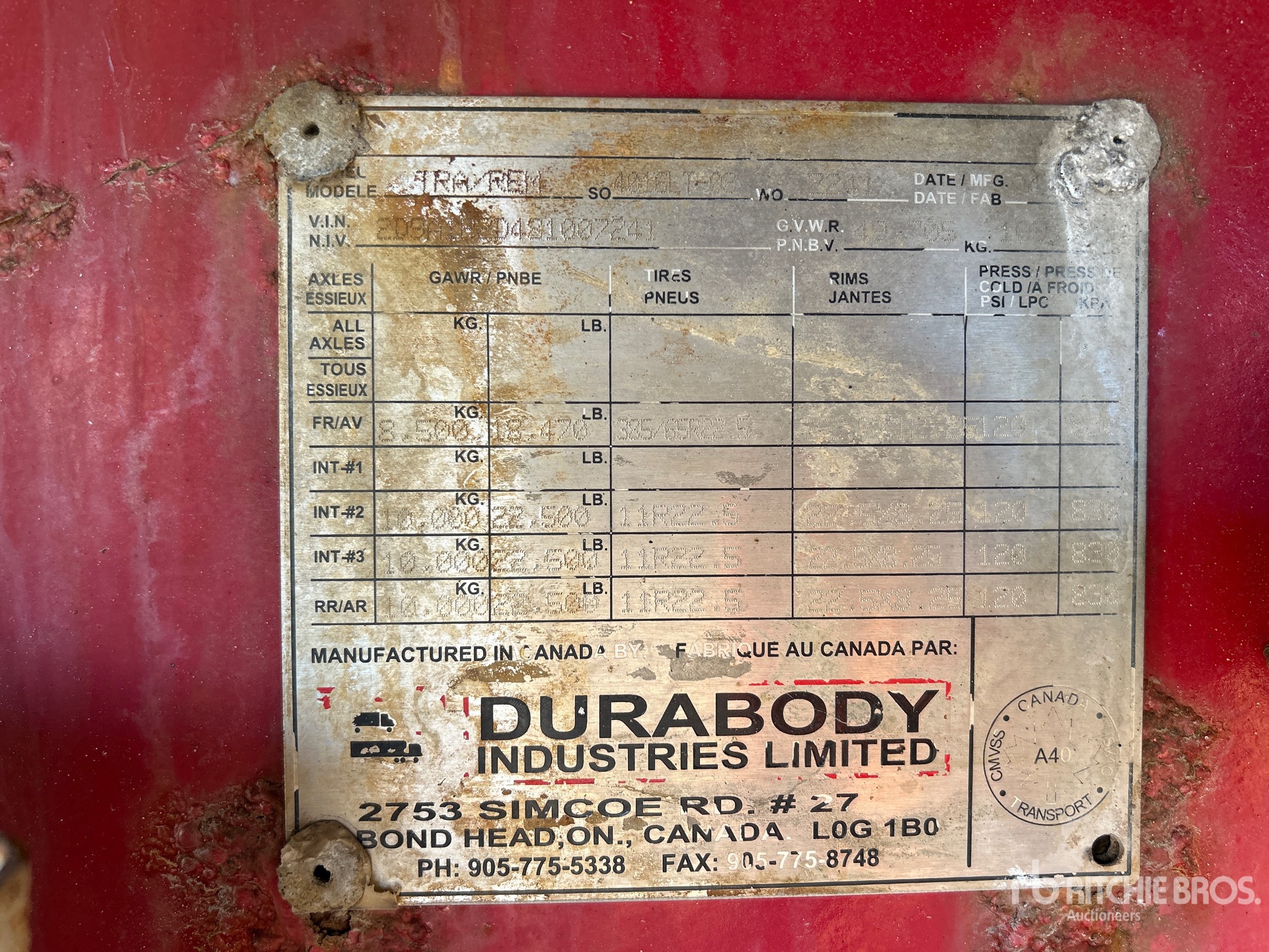 General Appearance with Serial Number / VIN