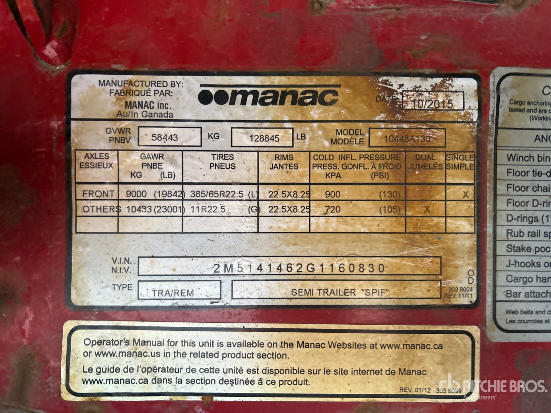 General Appearance with Serial Number / VIN