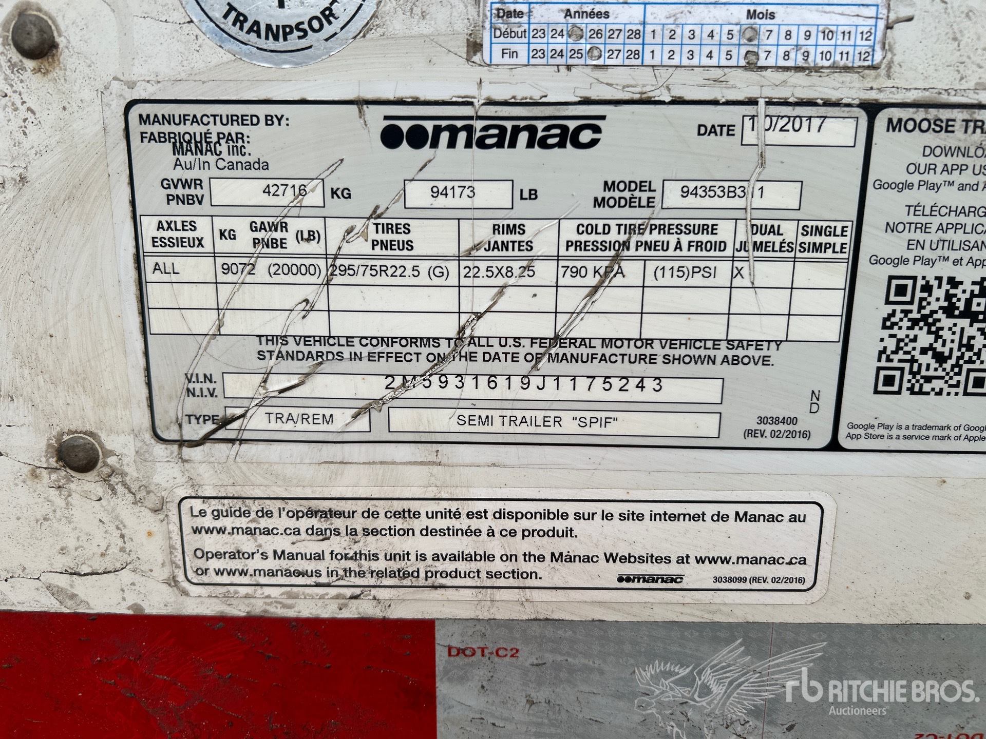 General Appearance with Serial Number / VIN