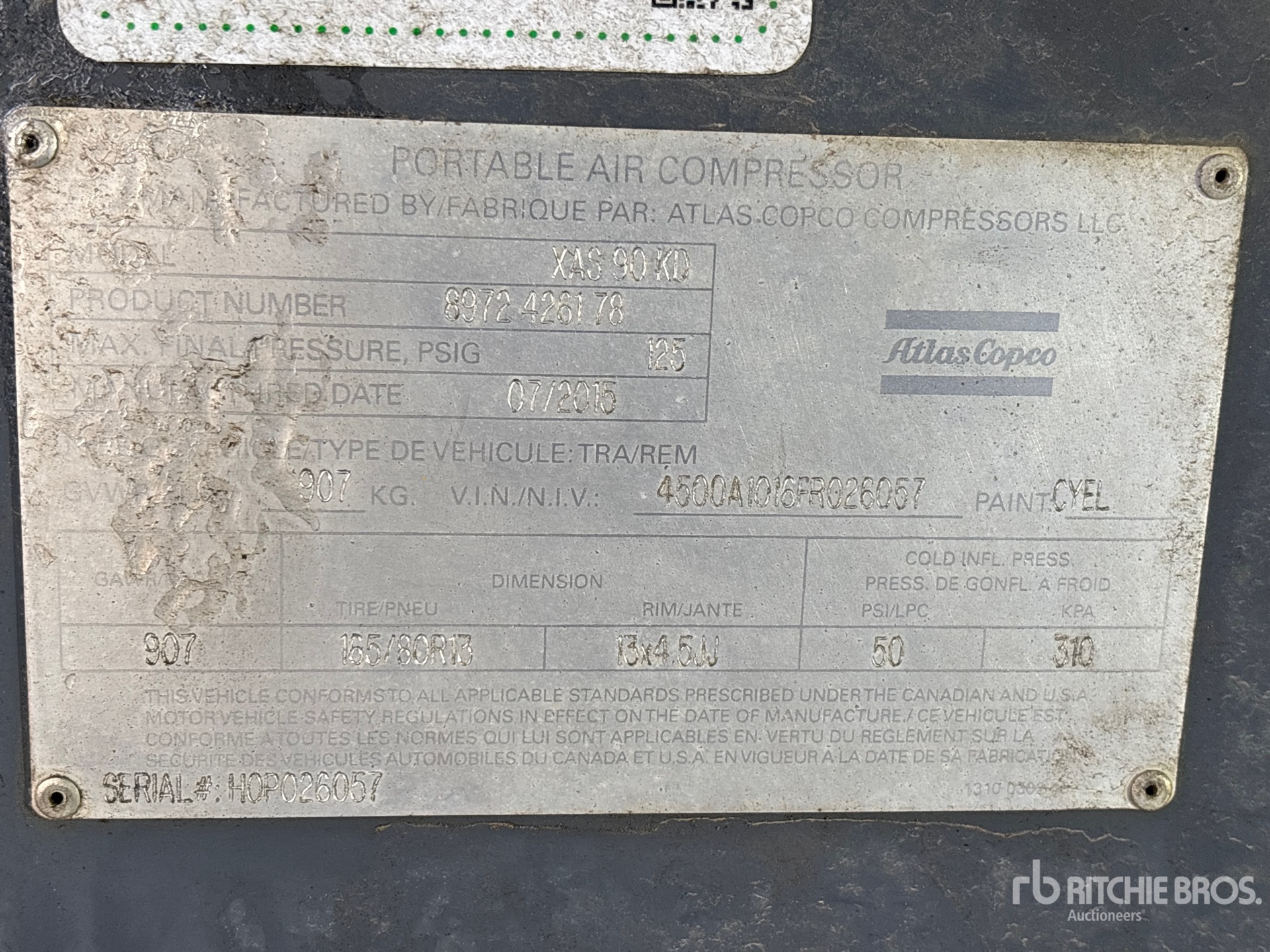 General Appearance with Serial Number / VIN