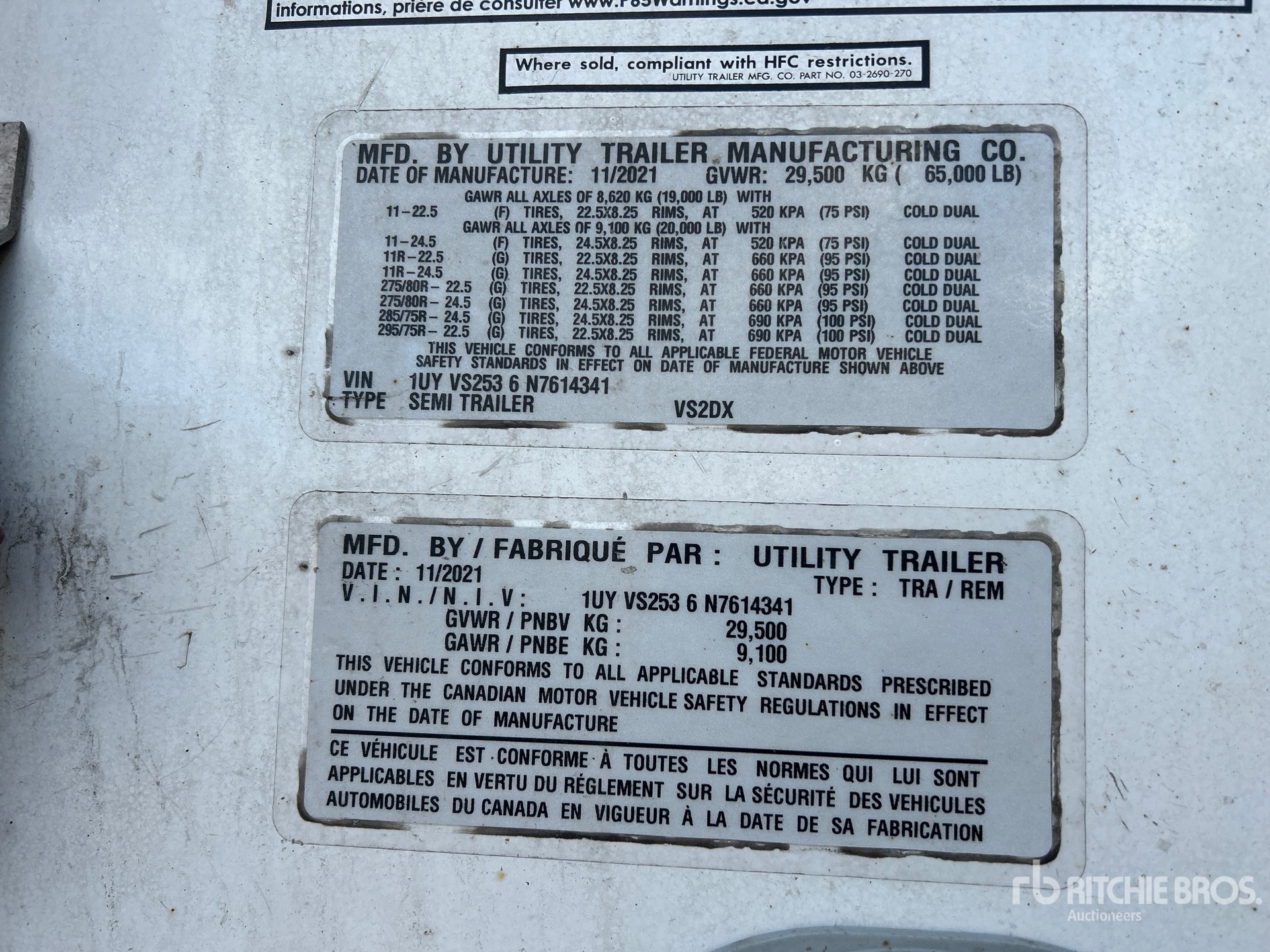 General Appearance with Serial Number / VIN