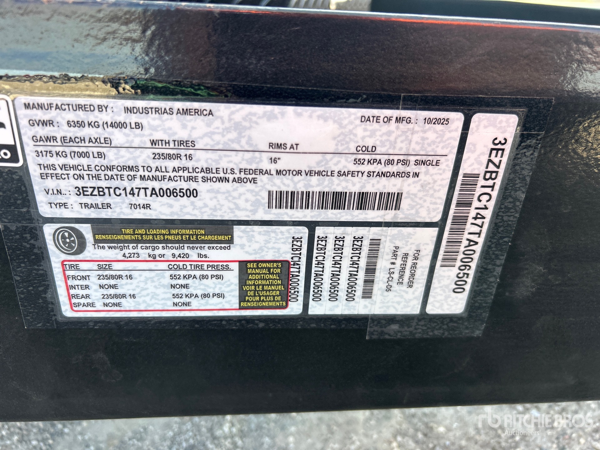 General Appearance with Serial Number / VIN