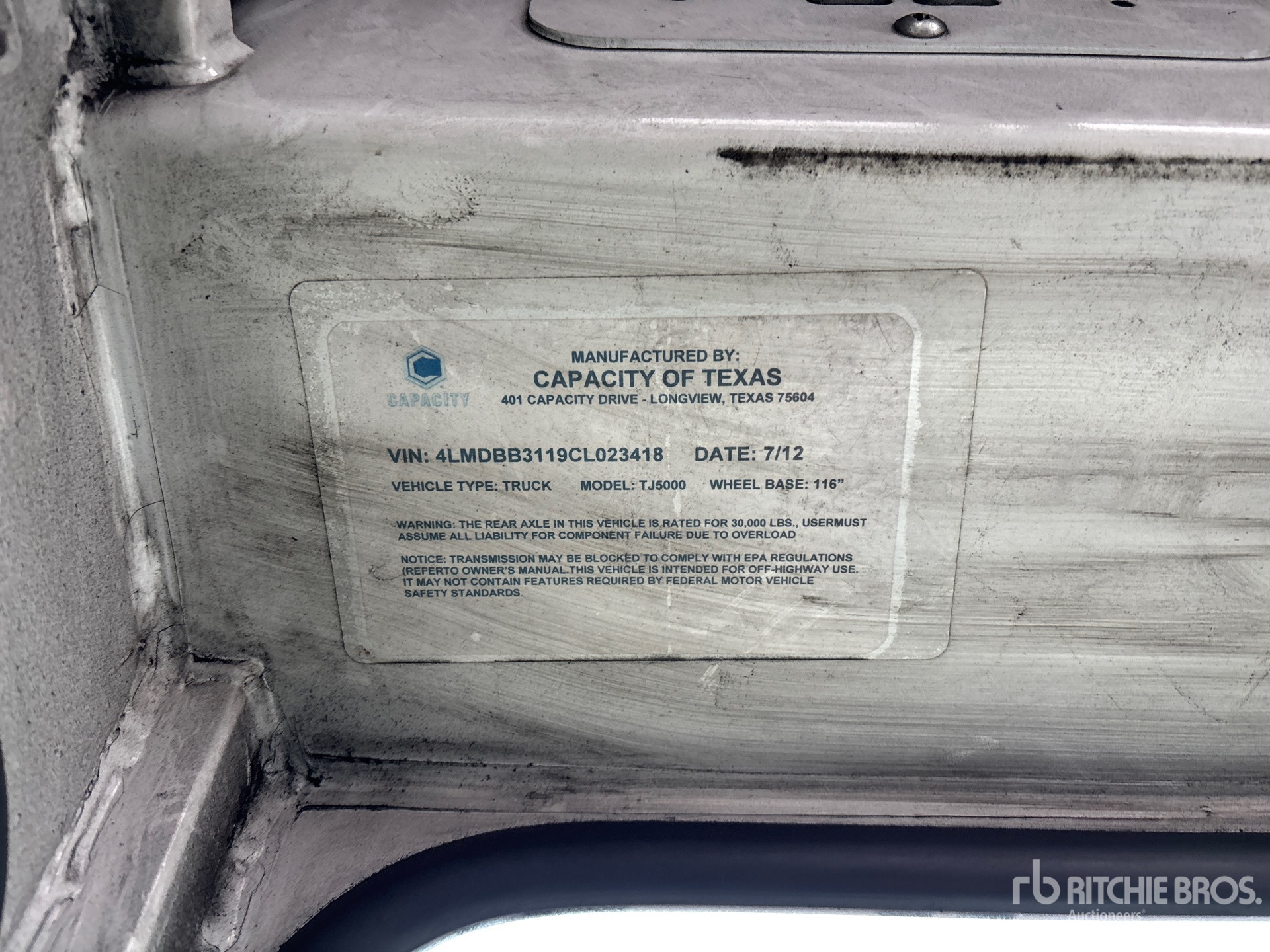 General Appearance with Serial Number / VIN