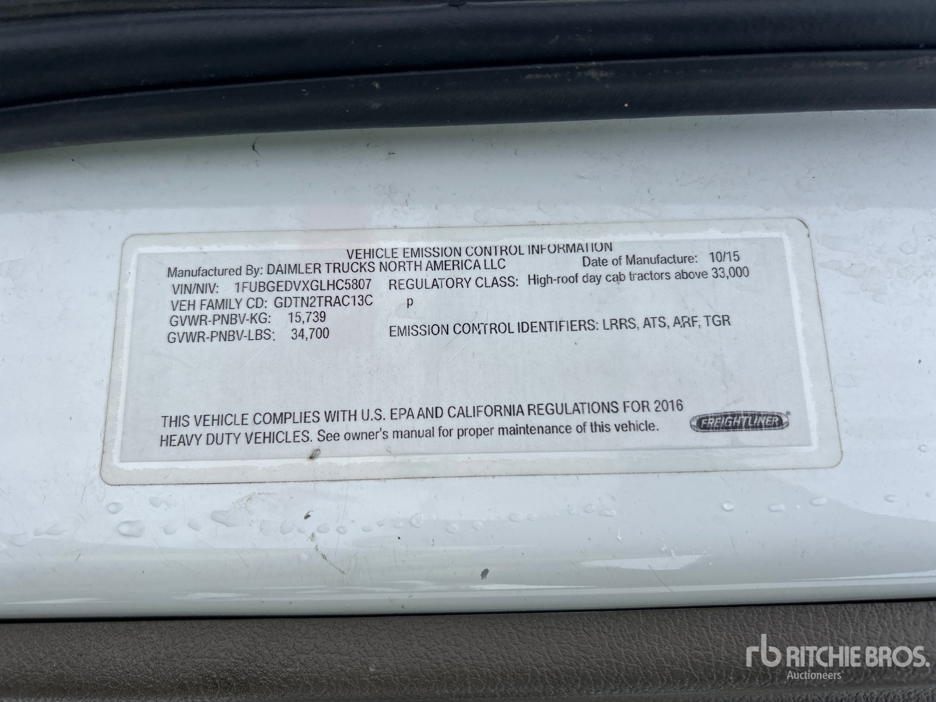 General Appearance with Serial Number / VIN