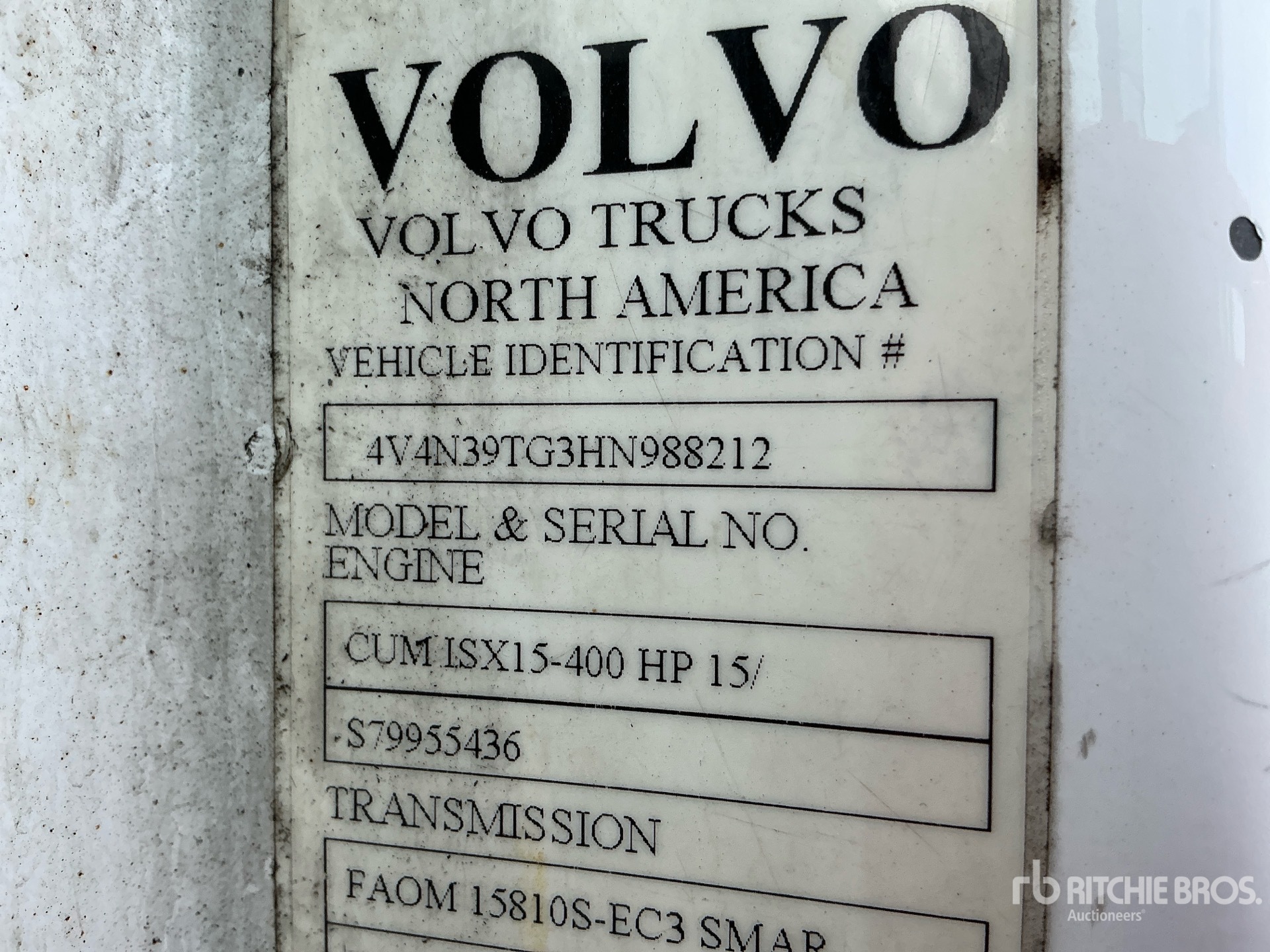 General Appearance with Serial Number / VIN