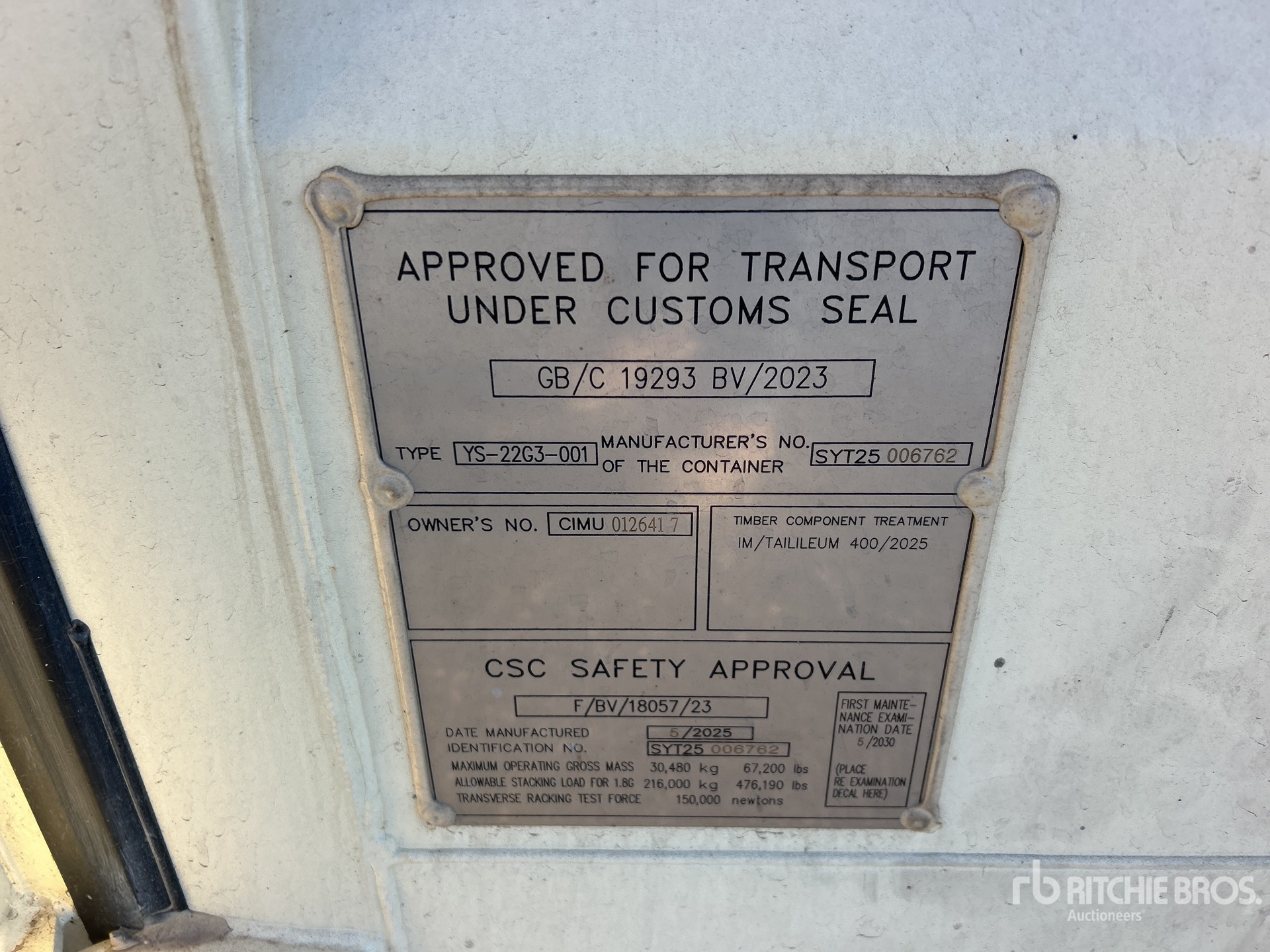 General Appearance with Serial Number / VIN