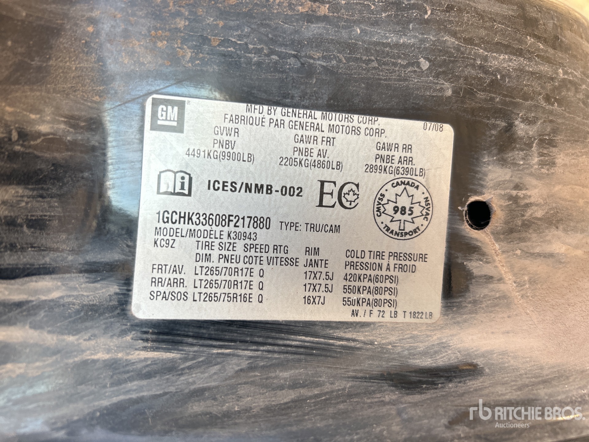 General Appearance with Serial Number / VIN