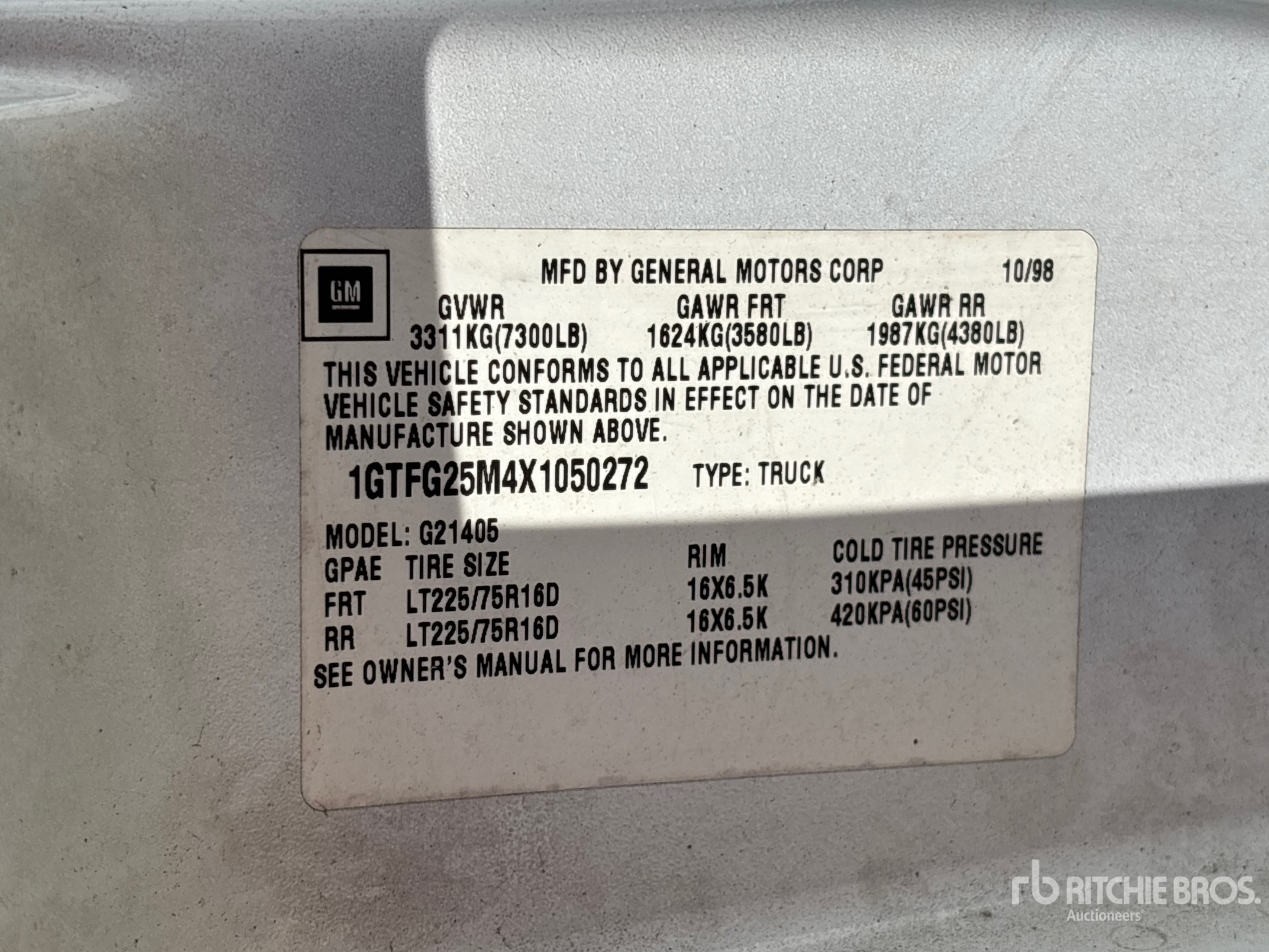 General Appearance with Serial Number / VIN