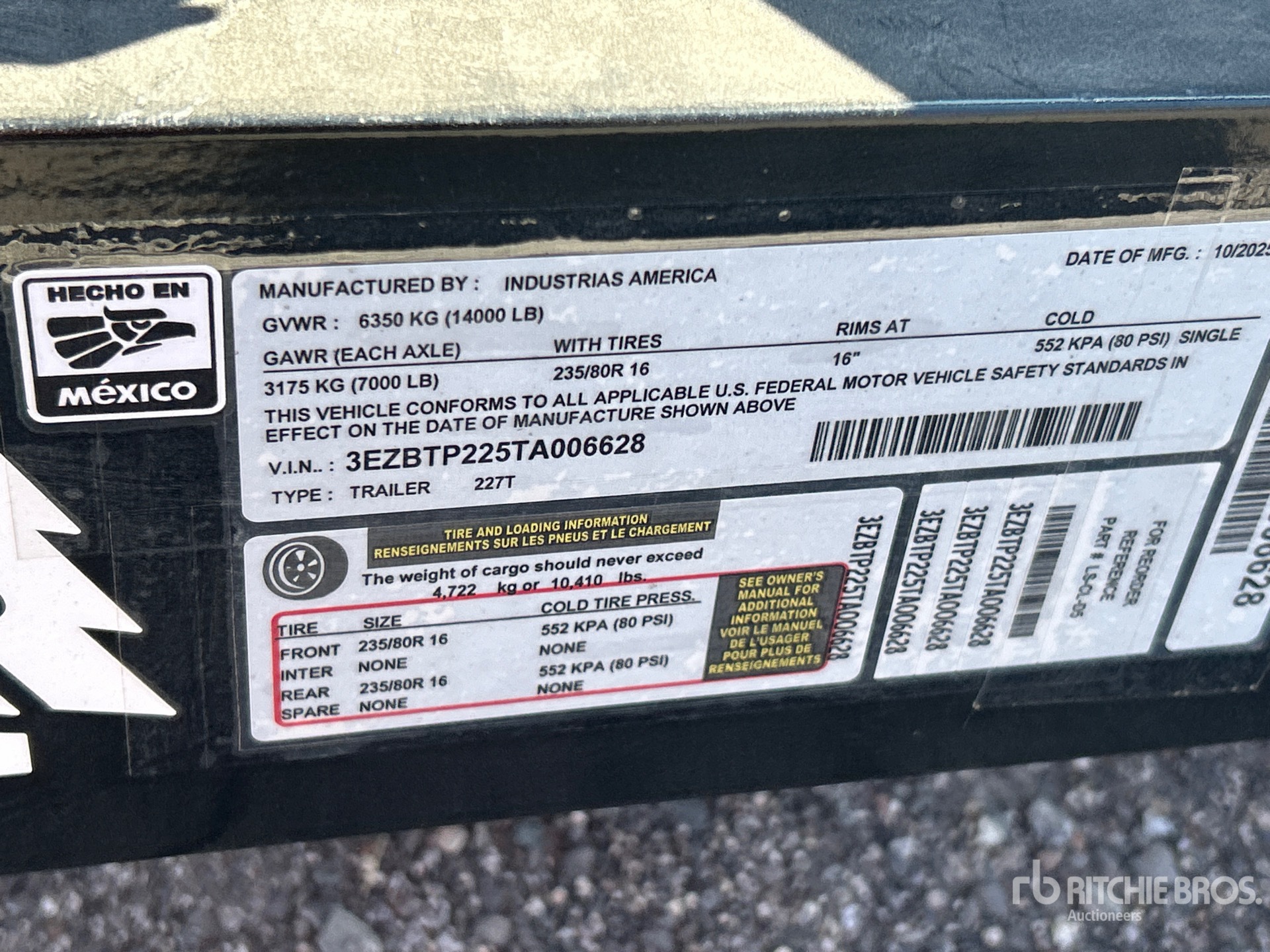 General Appearance with Serial Number / VIN