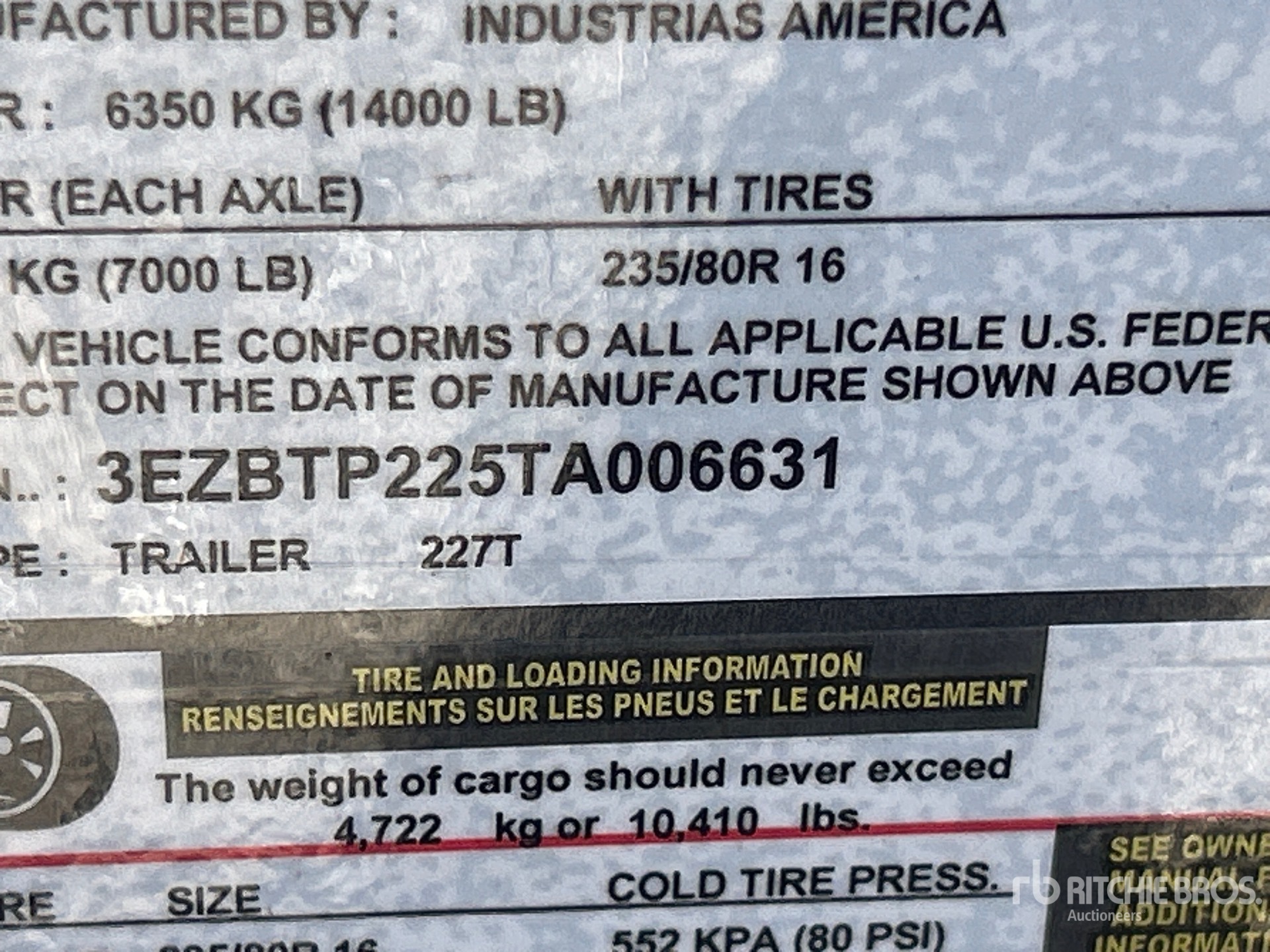 General Appearance with Serial Number / VIN