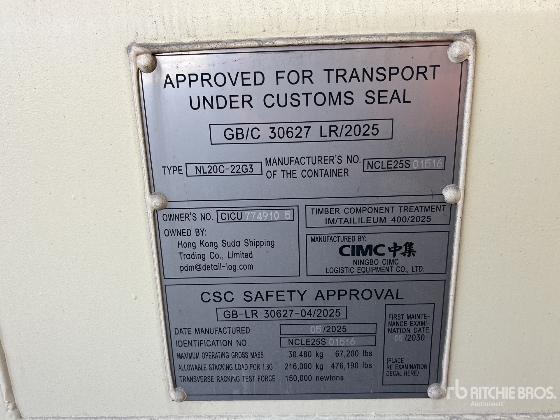 General Appearance with Serial Number / VIN