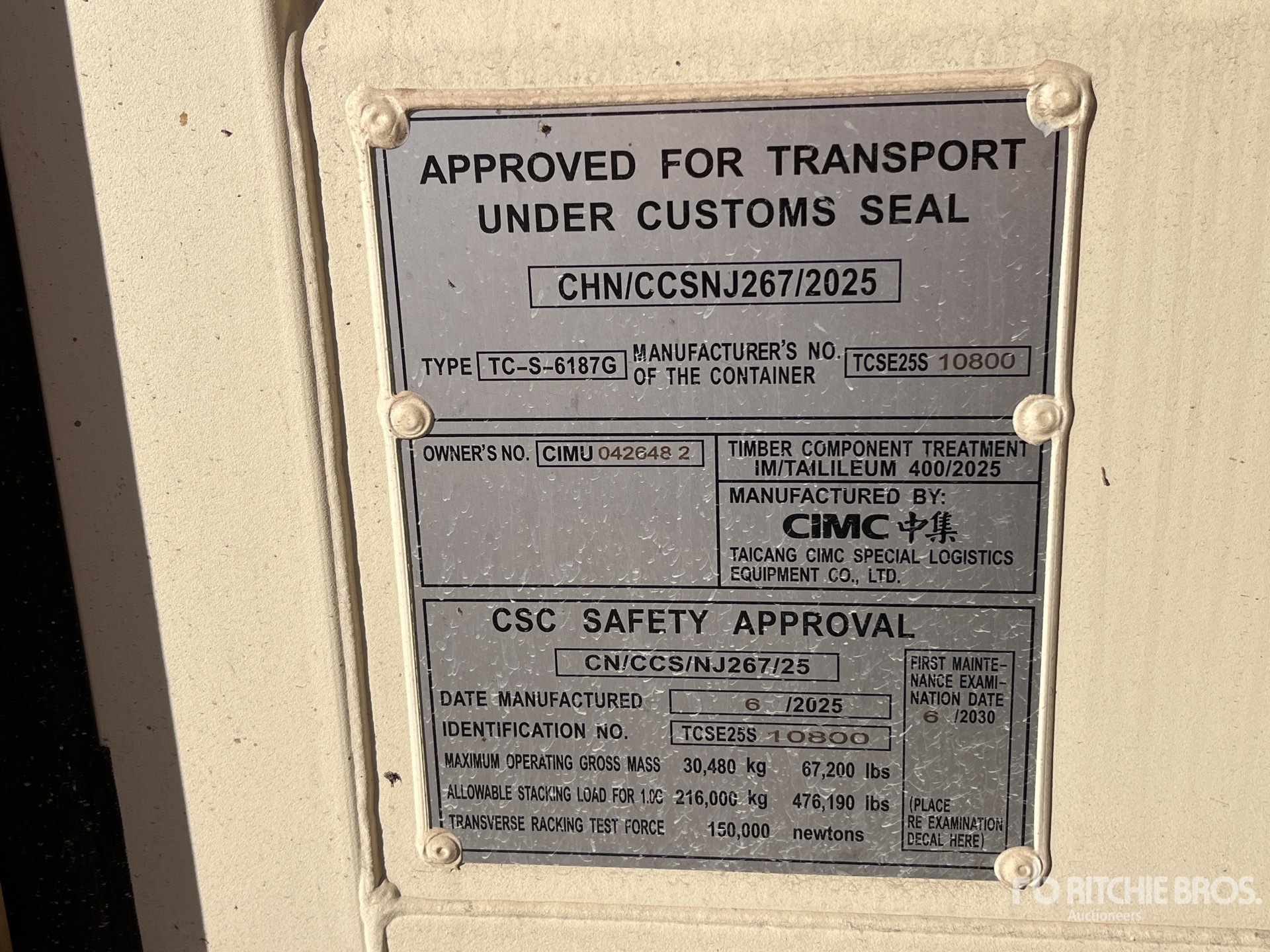 General Appearance with Serial Number / VIN