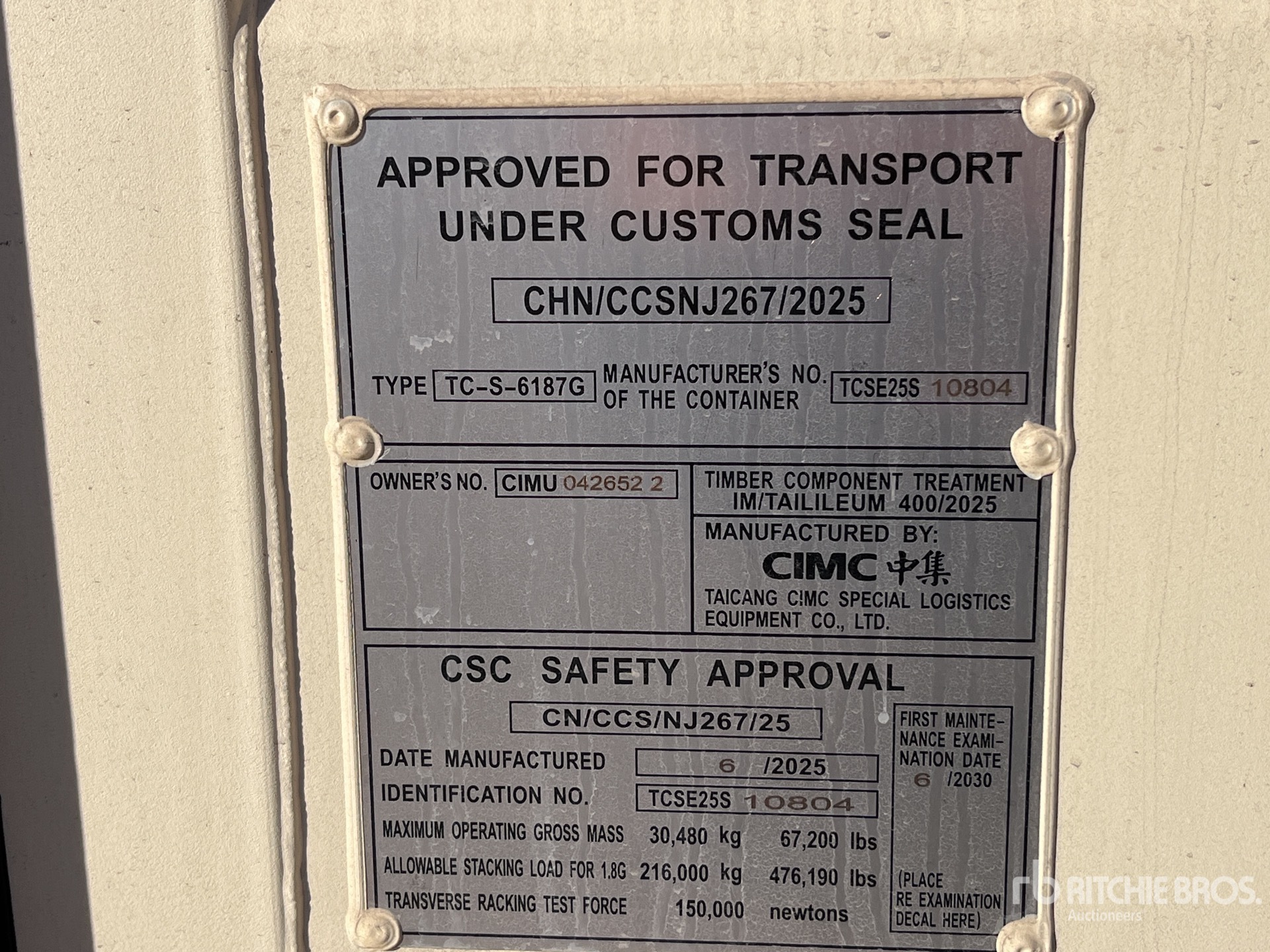 General Appearance with Serial Number / VIN