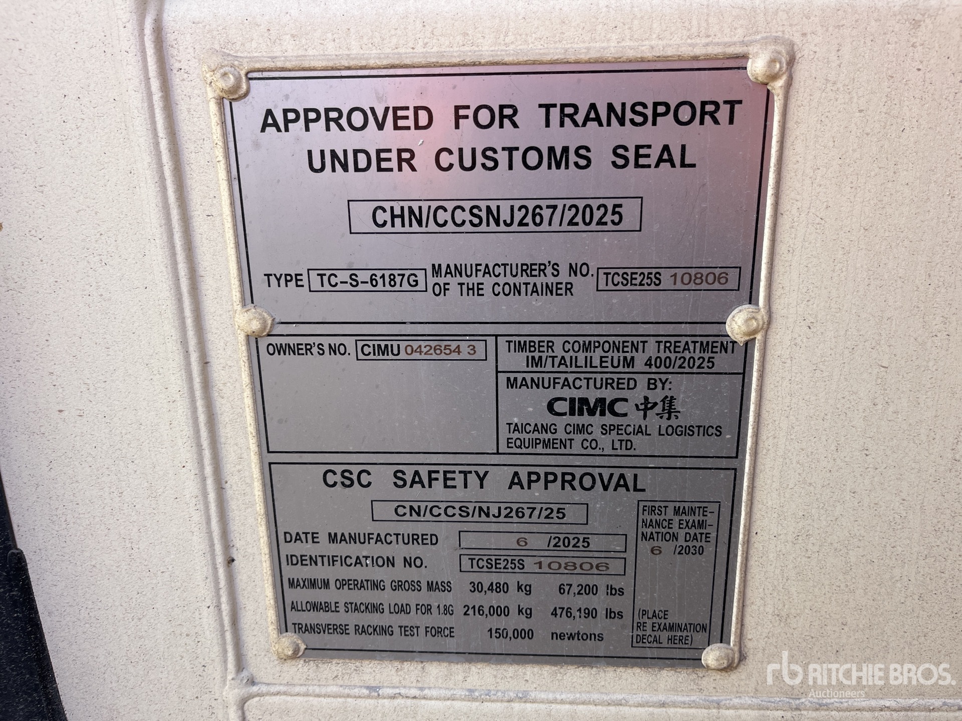 General Appearance with Serial Number / VIN