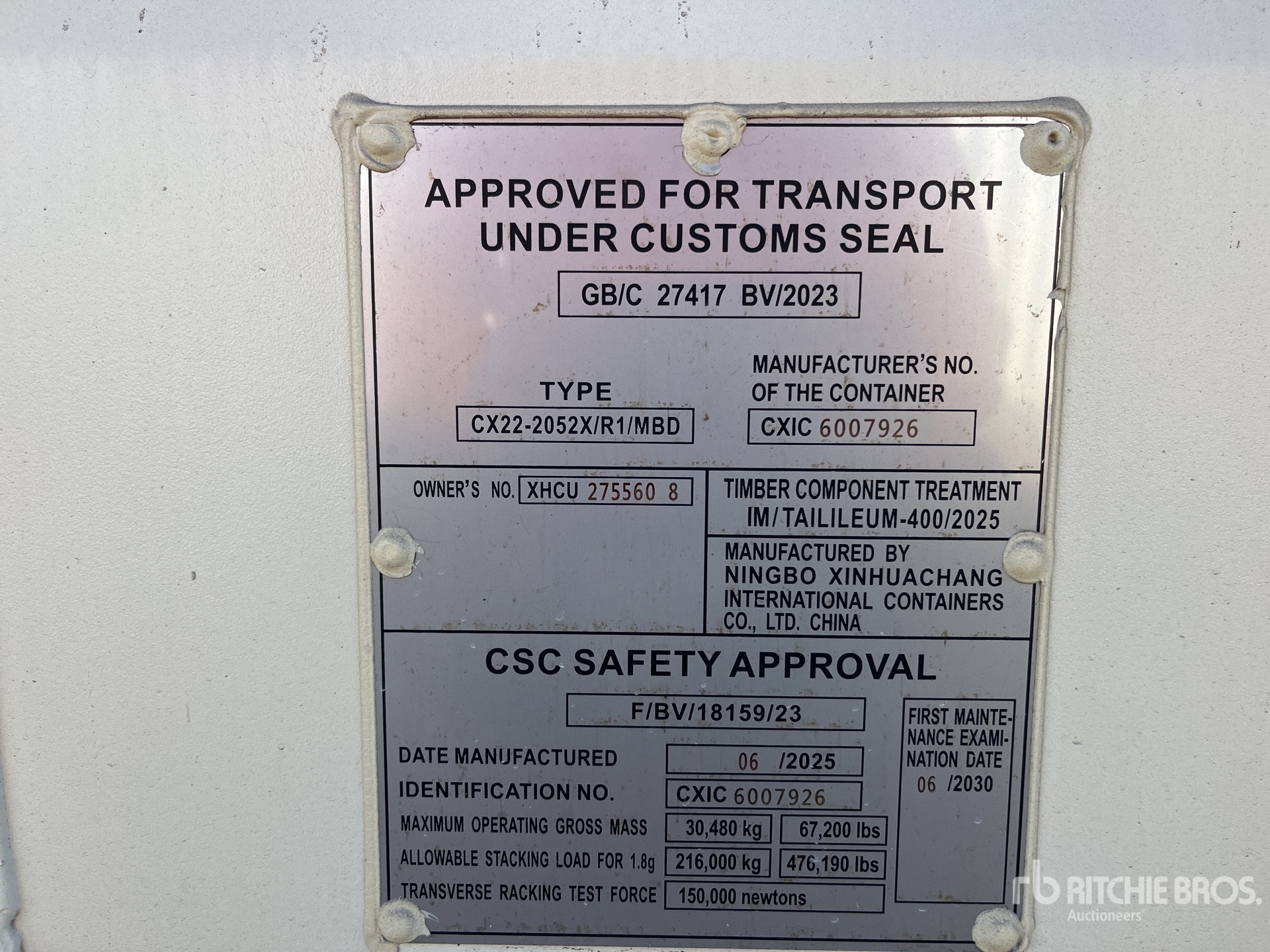 General Appearance with Serial Number / VIN