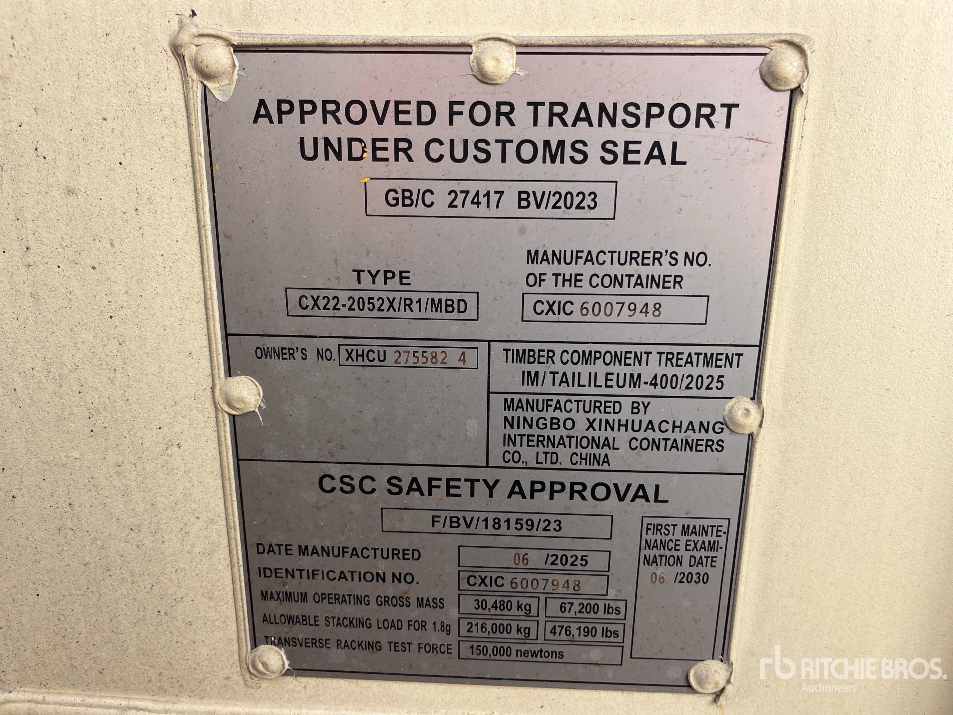 General Appearance with Serial Number / VIN