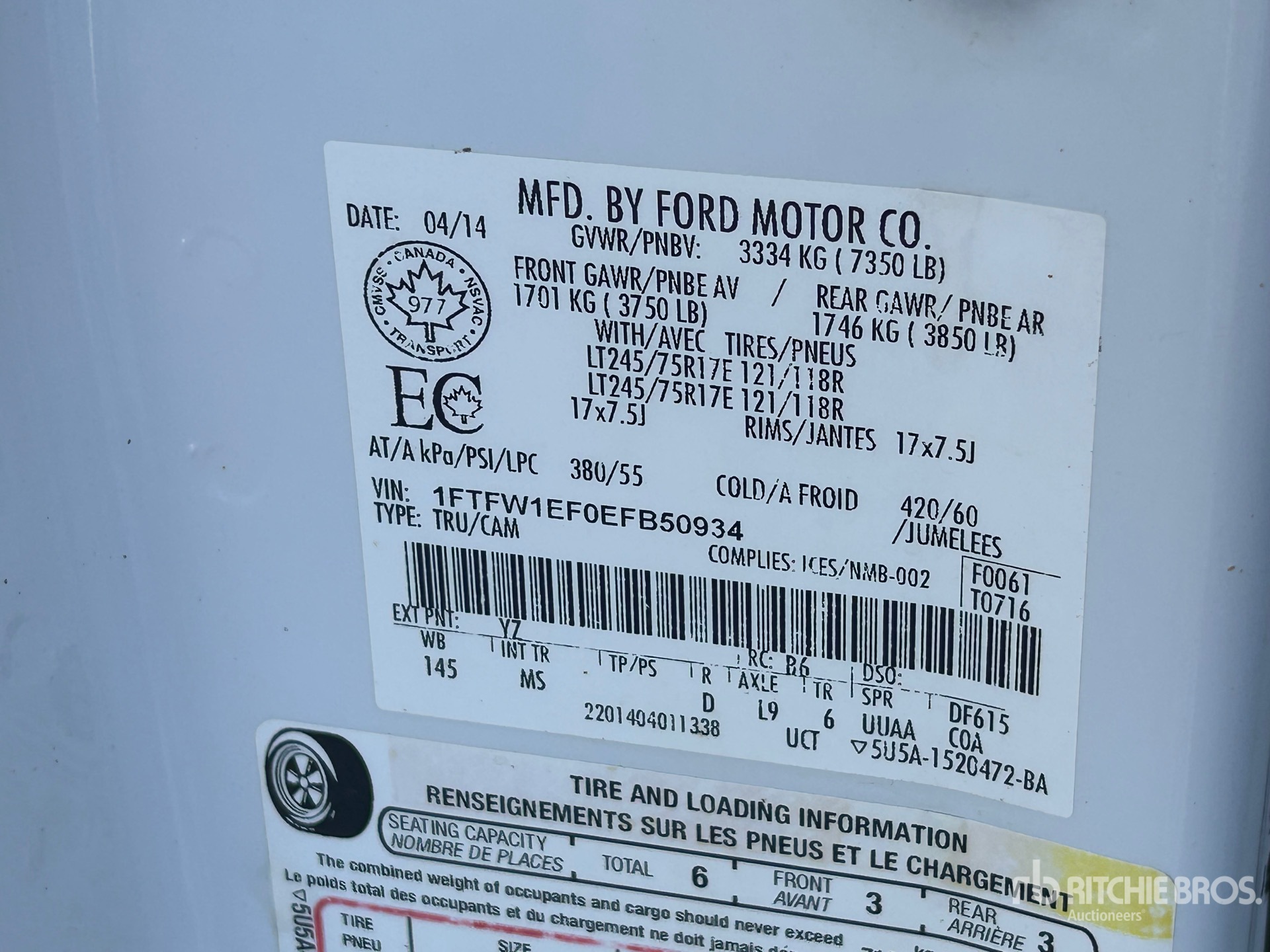 General Appearance with Serial Number / VIN