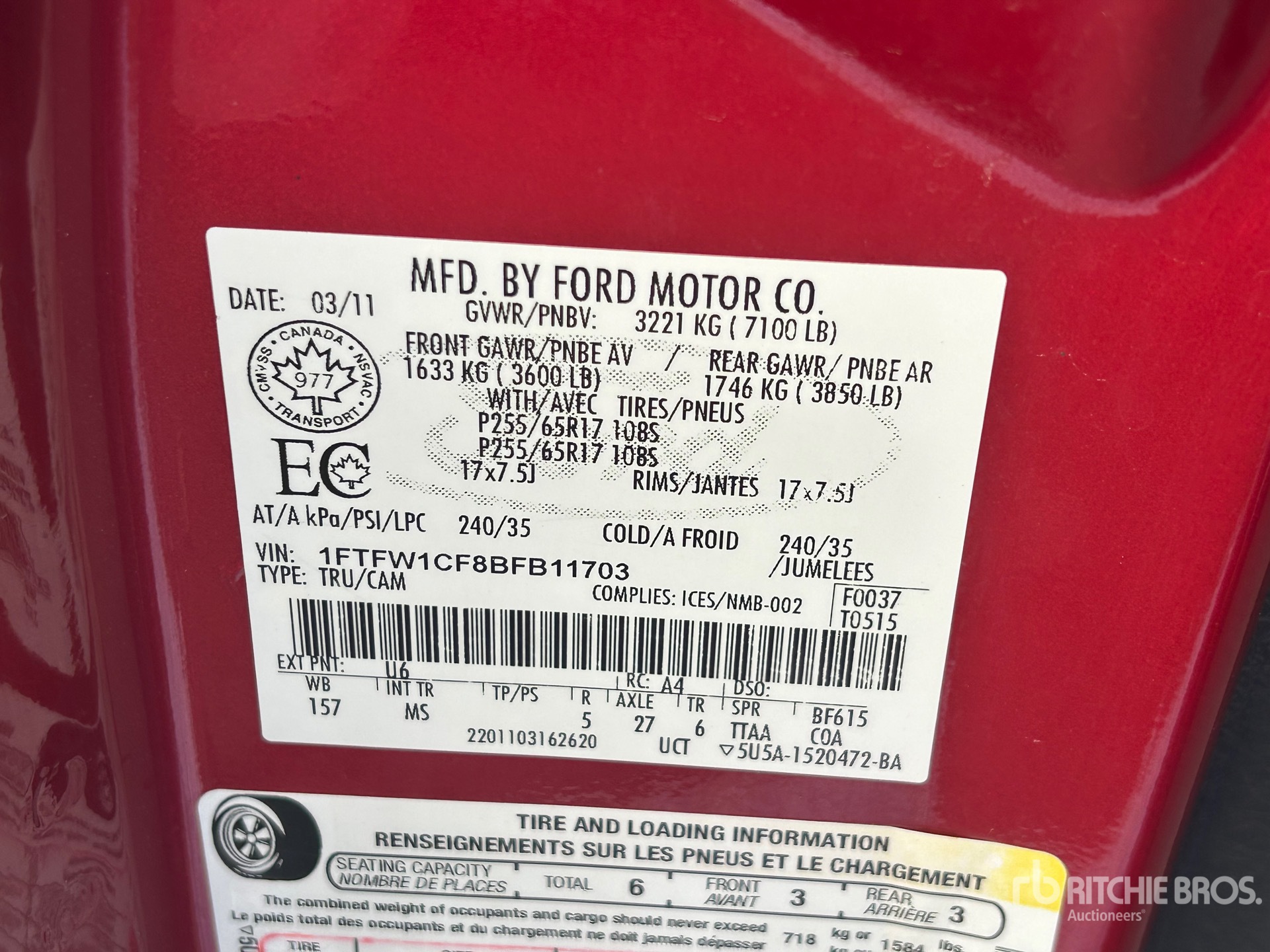 General Appearance with Serial Number / VIN