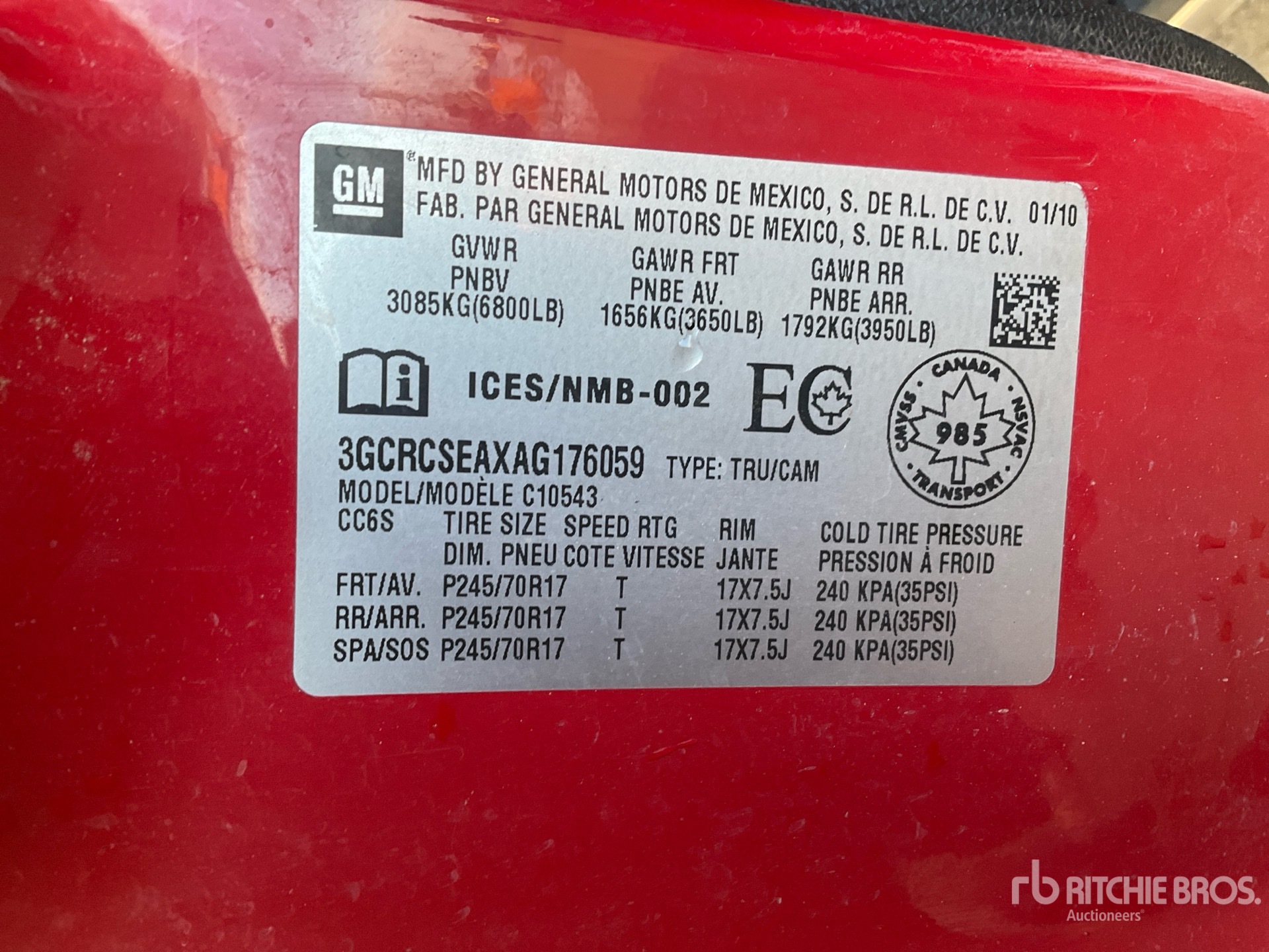 General Appearance with Serial Number / VIN