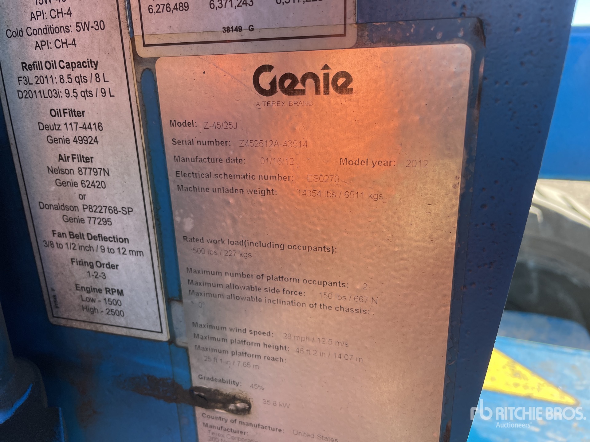 General Appearance with Serial Number / VIN