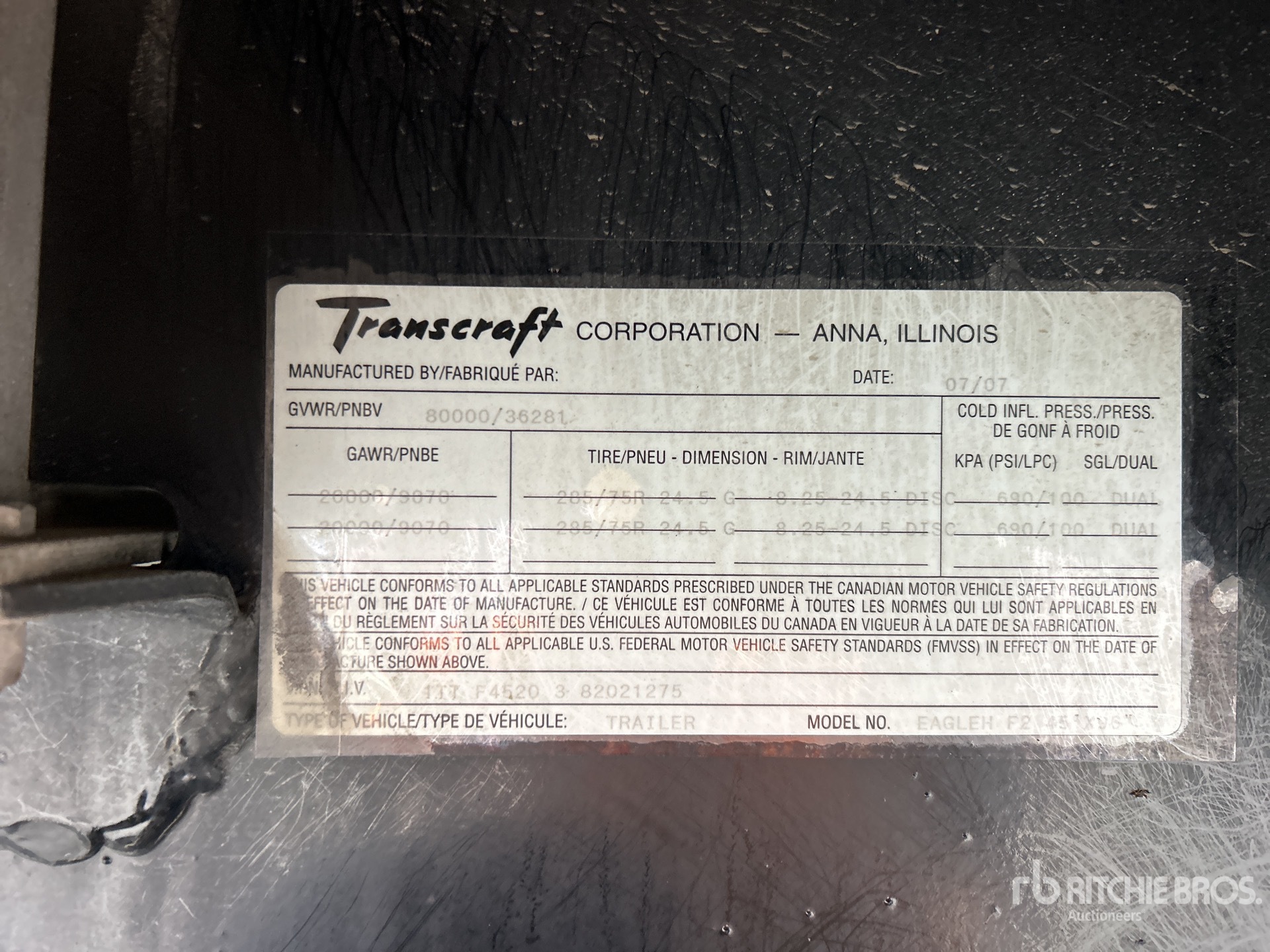 General Appearance with N.º de serie/VIN