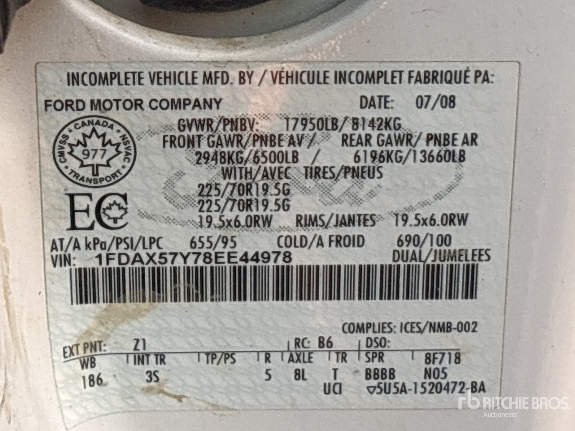 General Appearance with Second Serial Number/VIN Photo